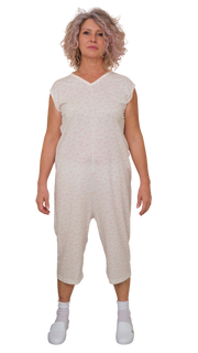 Adaptive Summer Pyjamas – Model 9012/8 – Sleeveless & Shorts – 100% Cotton – Back & Inner Leg Zippers – Alzheimer & Incontinence Care – Made in Italy