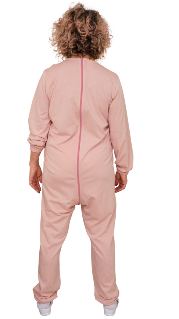 One-piece pyjamas for hospital patients with full-length zip and long sleeves, 100% Cotton - 9078 ML PL