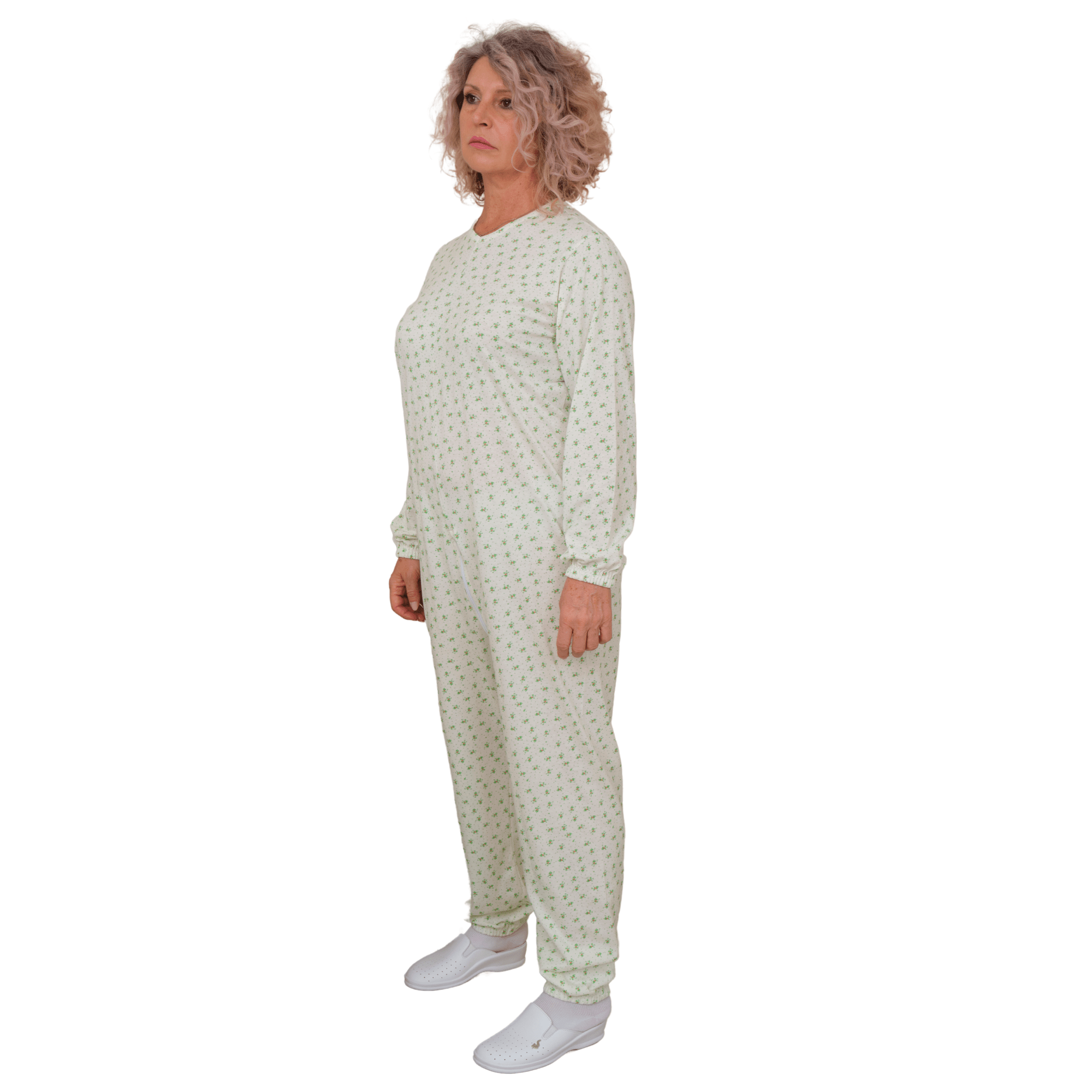 Adaptive Pyjamas – Model 9017 – Long Sleeve 100% Cotton Jumpsuit – Back Zipper – Elderly, Incontinence & Alzheimer Care – Made in Italy