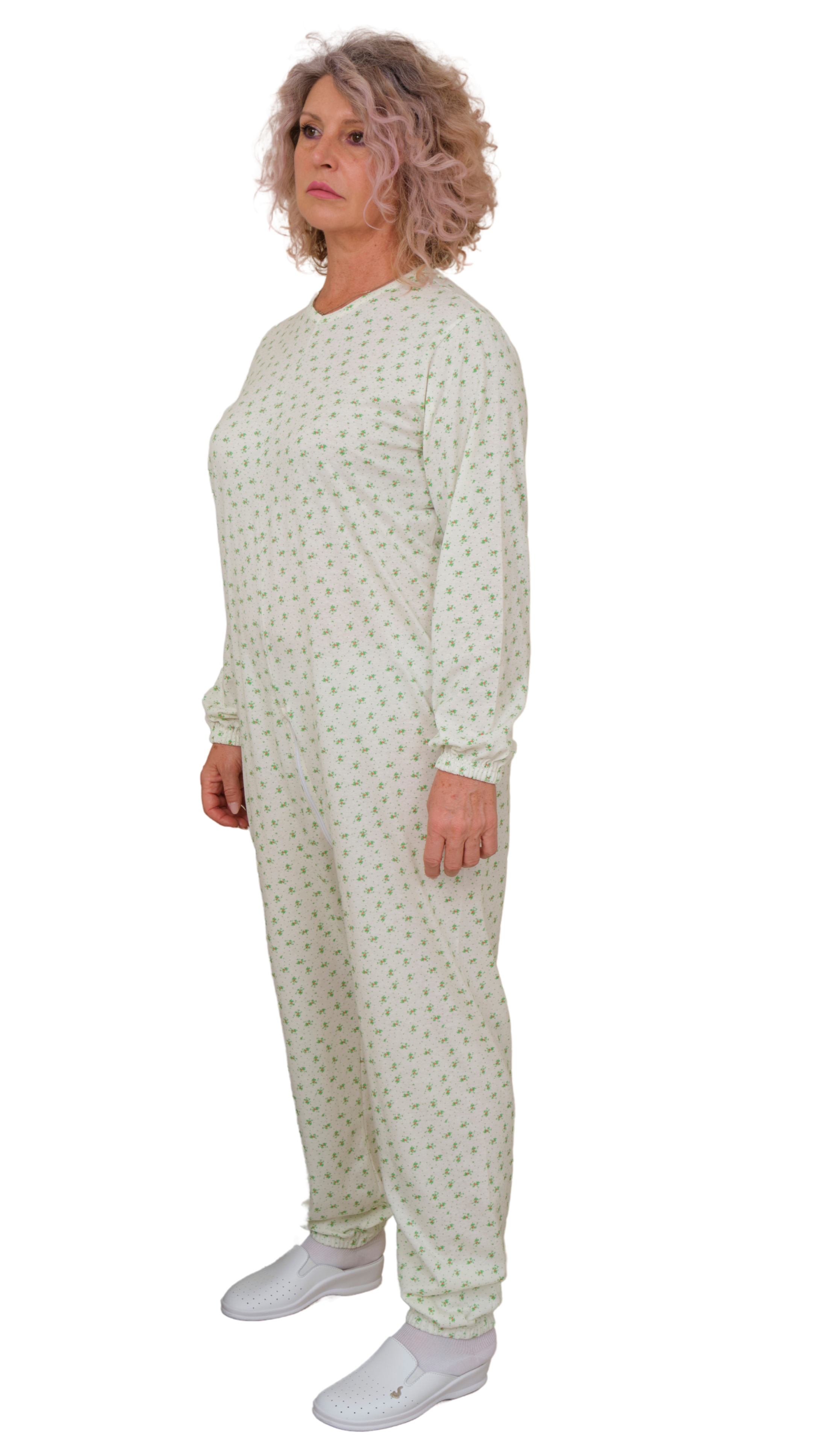 Adaptive Pyjamas – Model 9017 – Long Sleeve 100% Cotton Jumpsuit – Back Zipper – Elderly, Incontinence & Alzheimer Care – Made in Italy