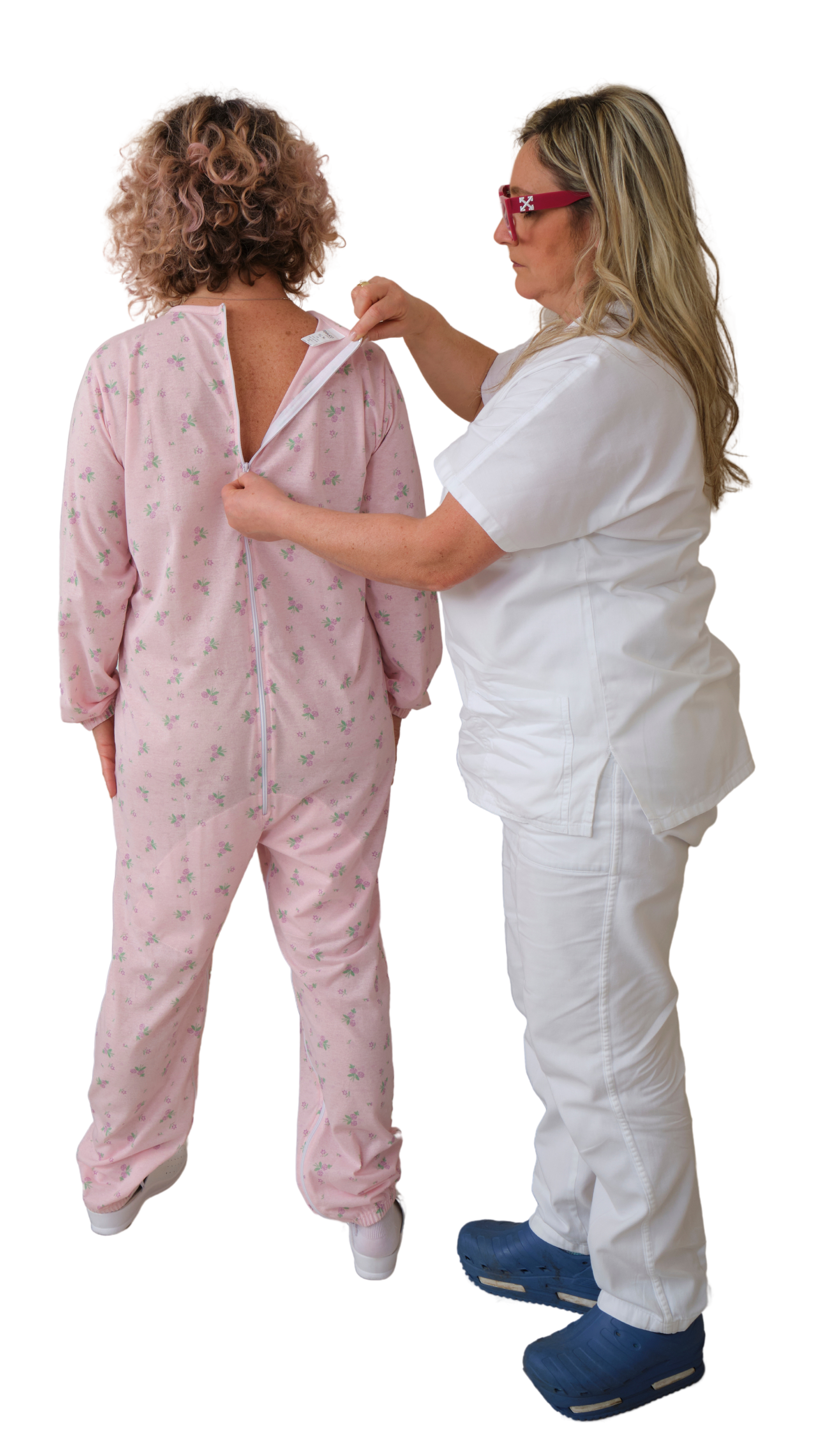 Pyjamas Onesie Anti Strip Long-sleeved 2 Back Zips, Cotton/polyester blend inner leg - 9008/2