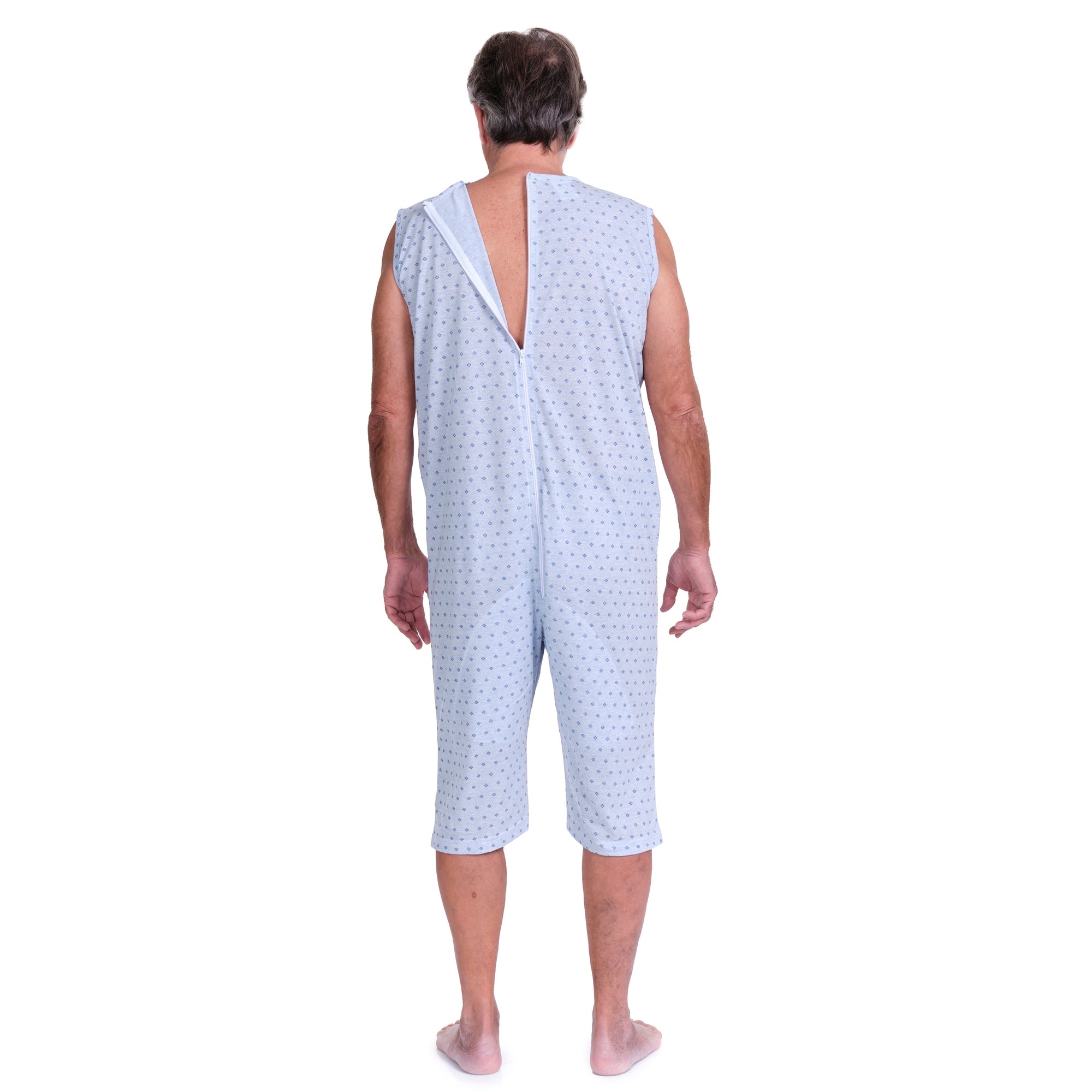 Sleeveless Medical pyjamas with shorts, 1 zip/fastener at the back, cotton/polyester blend - 9008/7