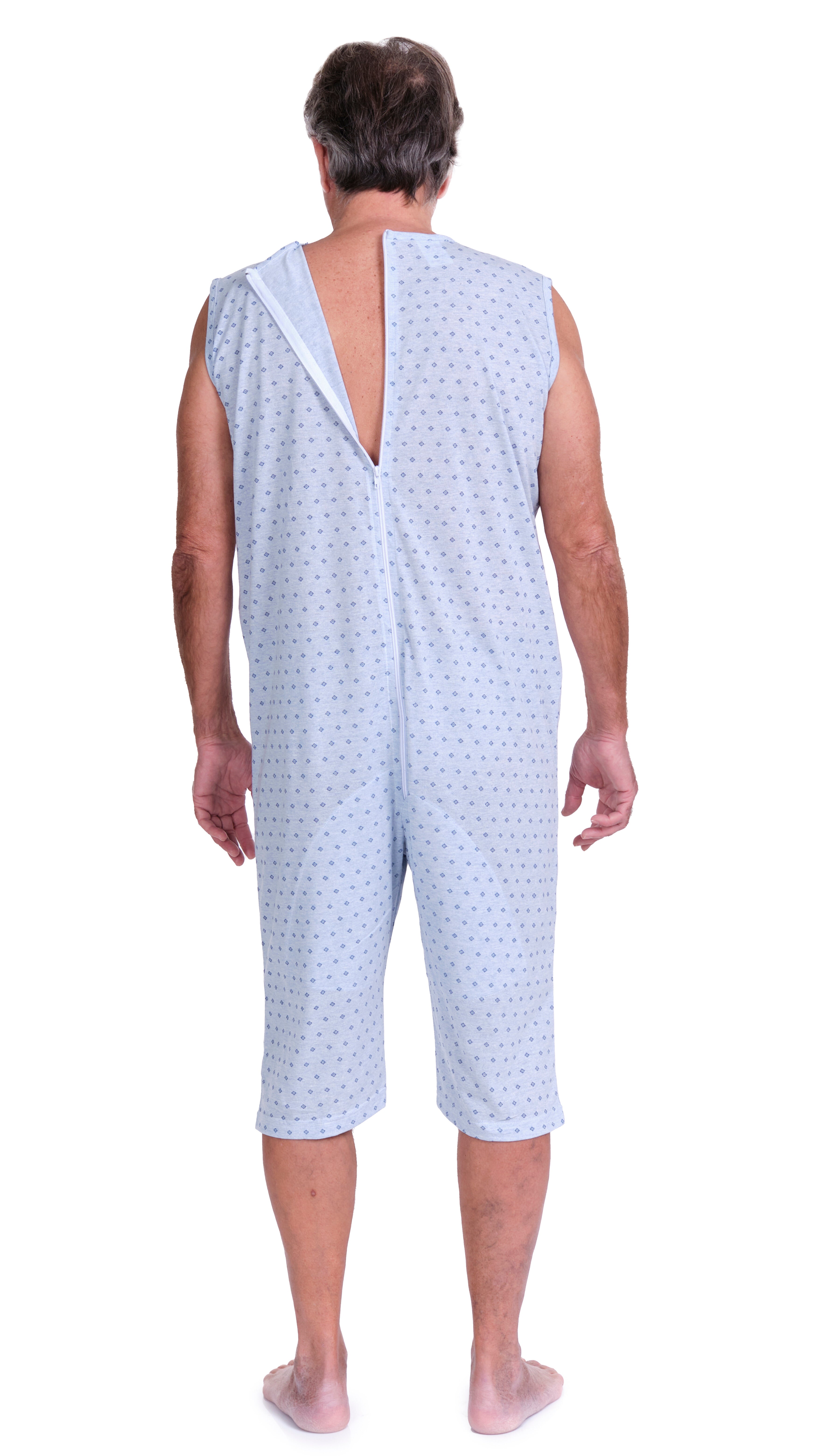 Sleeveless Medical pyjamas with shorts, 1 zip/fastener at the back, cotton/polyester blend - 9008/7