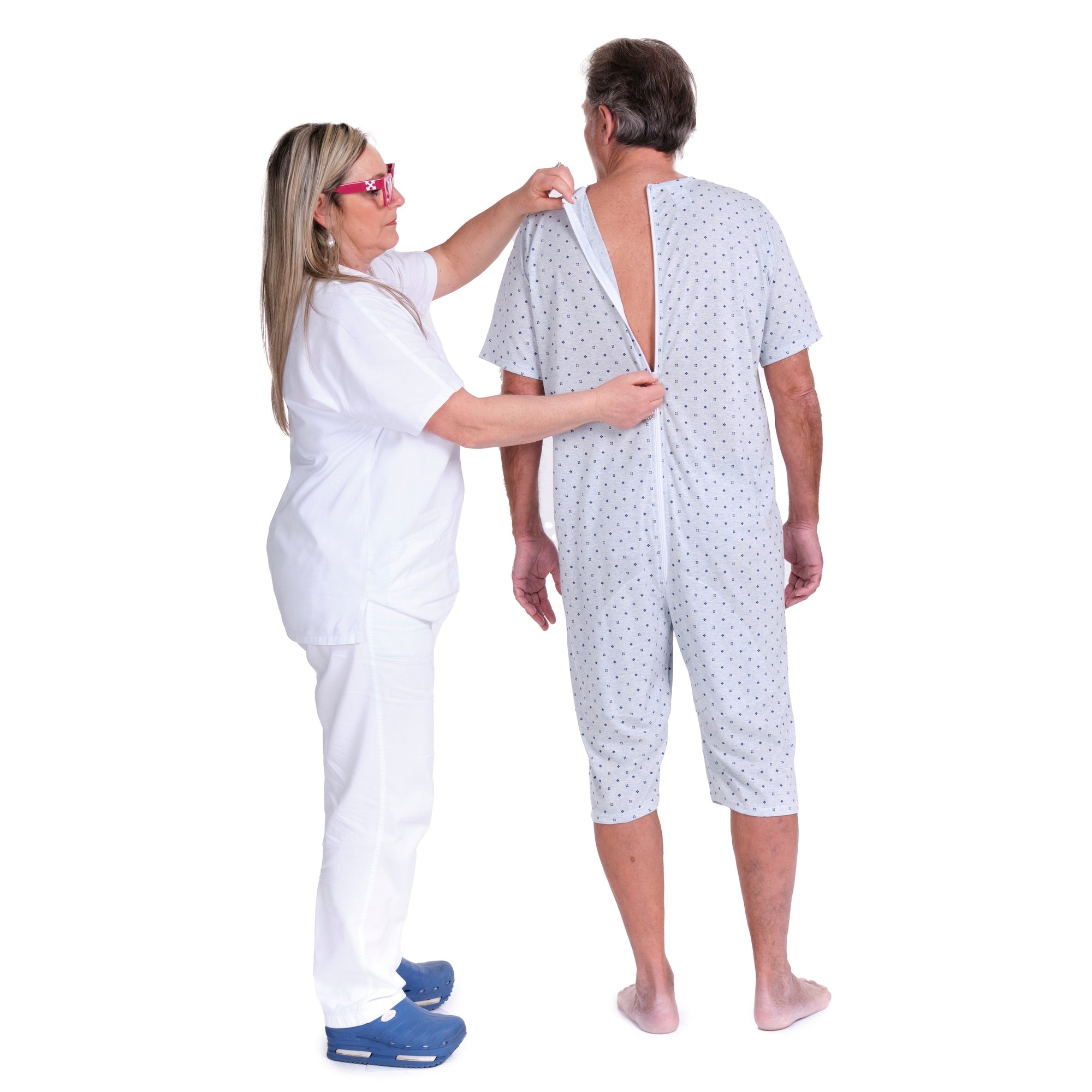 Short-sleeved pyjamas and shorts with 1 zip/fastener at the back, cotton/polyester blend - 9008/5