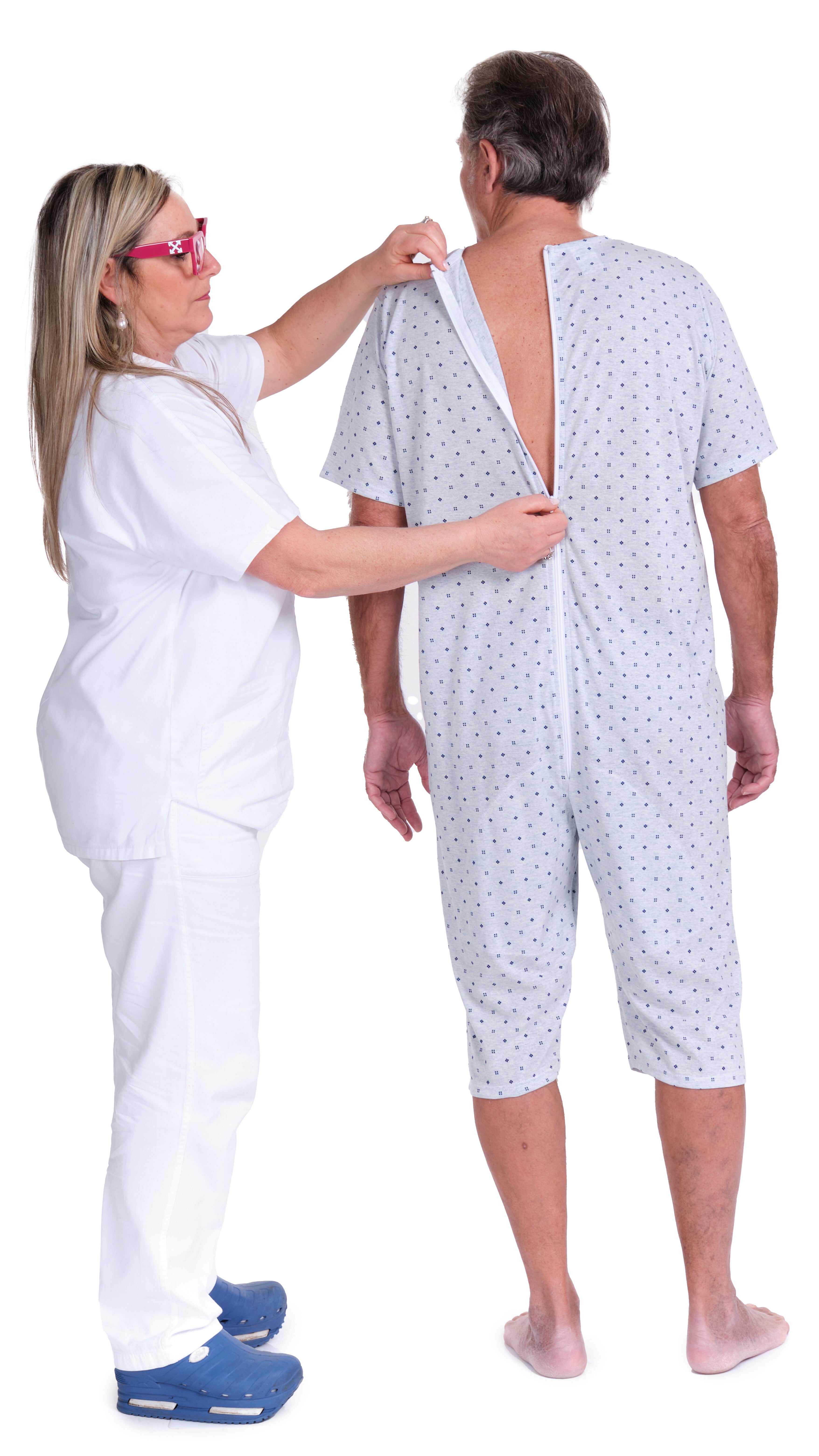 Short-sleeved pyjamas and shorts with 1 zip/fastener at the back, cotton/polyester blend - 9008/5