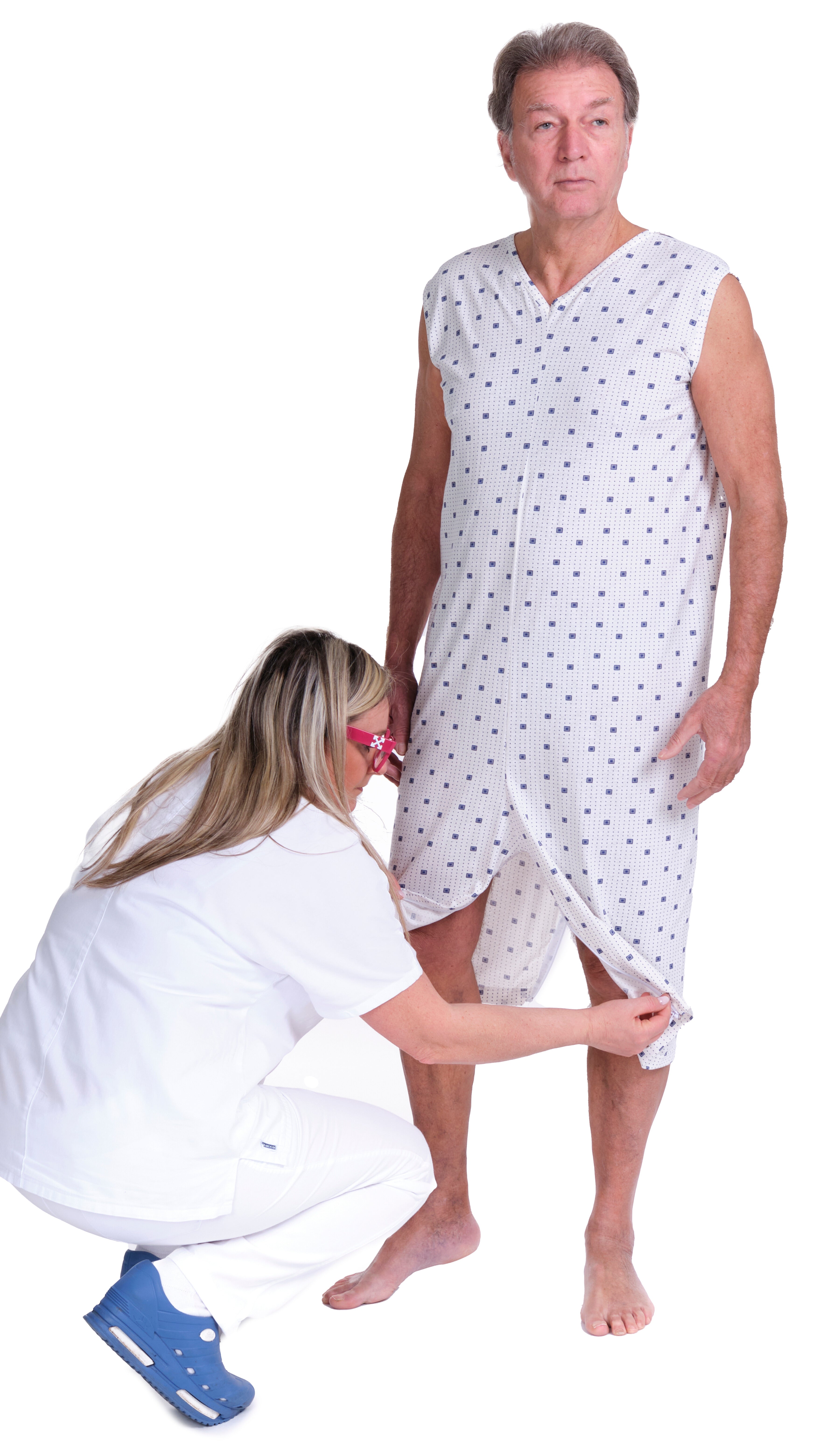 Adaptive Summer Pyjamas – Model 9012/8 – Sleeveless & Shorts – 100% Cotton – Back & Inner Leg Zippers – Alzheimer & Incontinence Care – Made in Italy