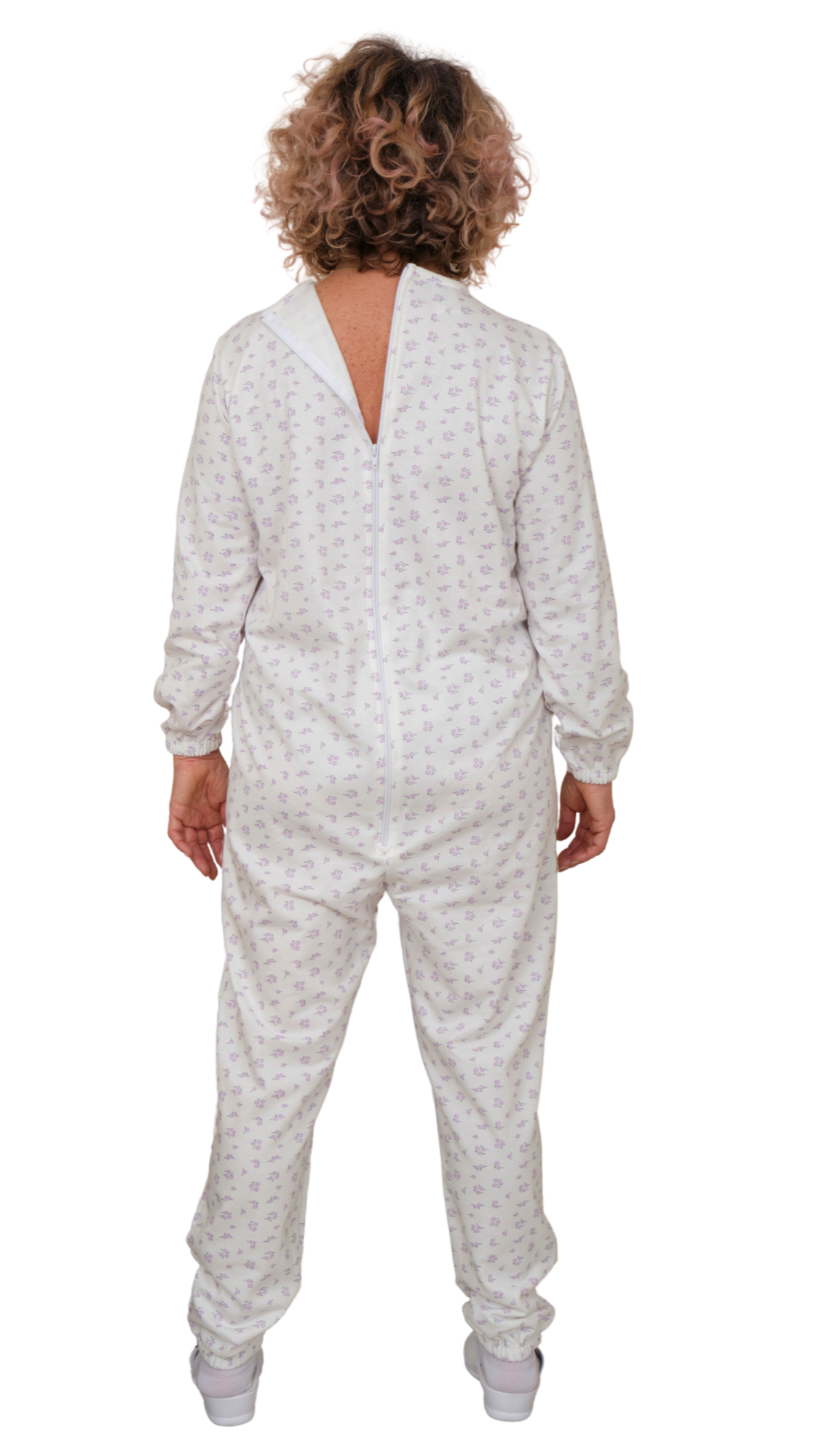 Winter Fleece Pyjama Suit with Back Fastening, Single Colour, 100% Cotton - 9012-F - Alzheimer and Dementia