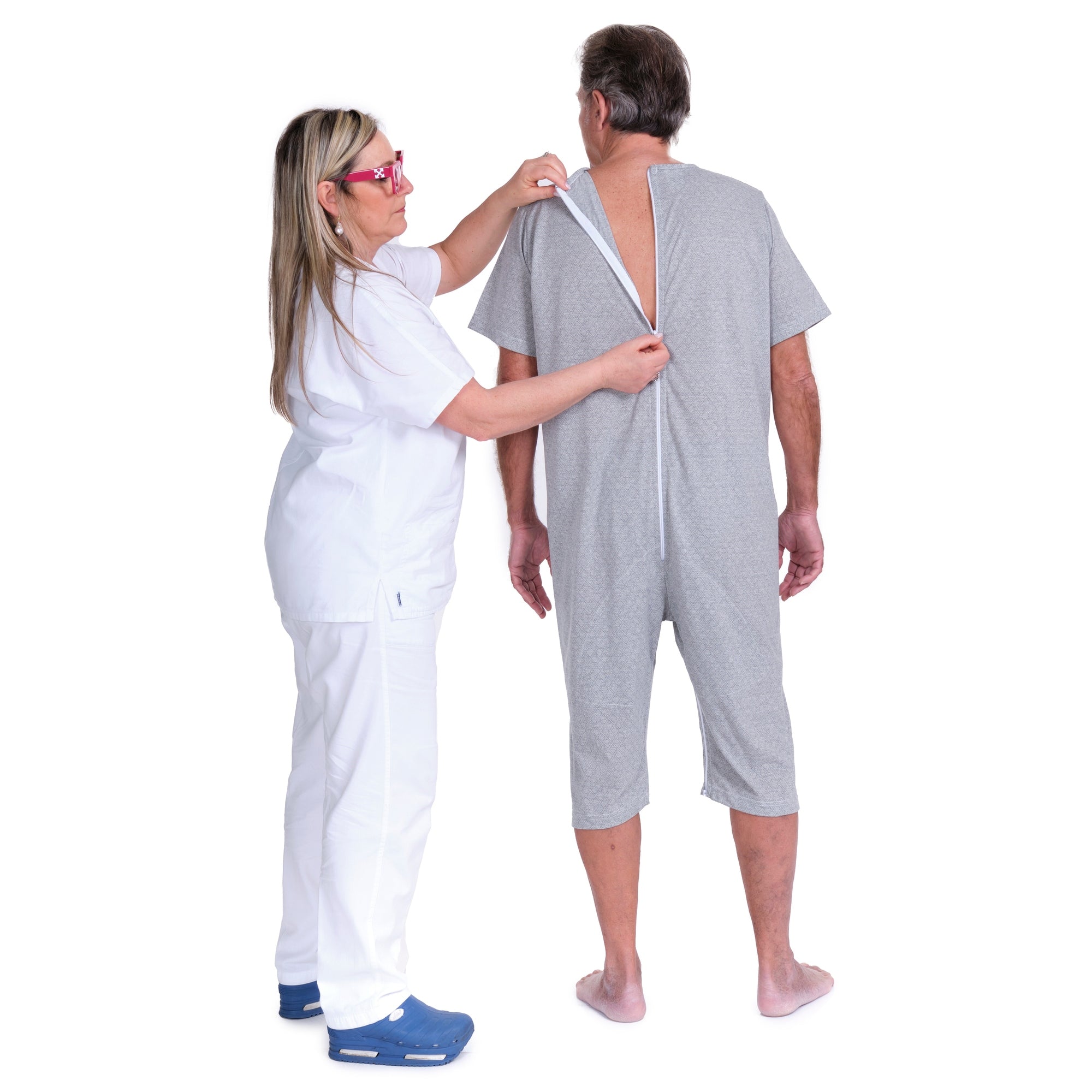 Short-sleeved pyjamas and shorts with 2 zips, cotton/polyester blend - 9008/6