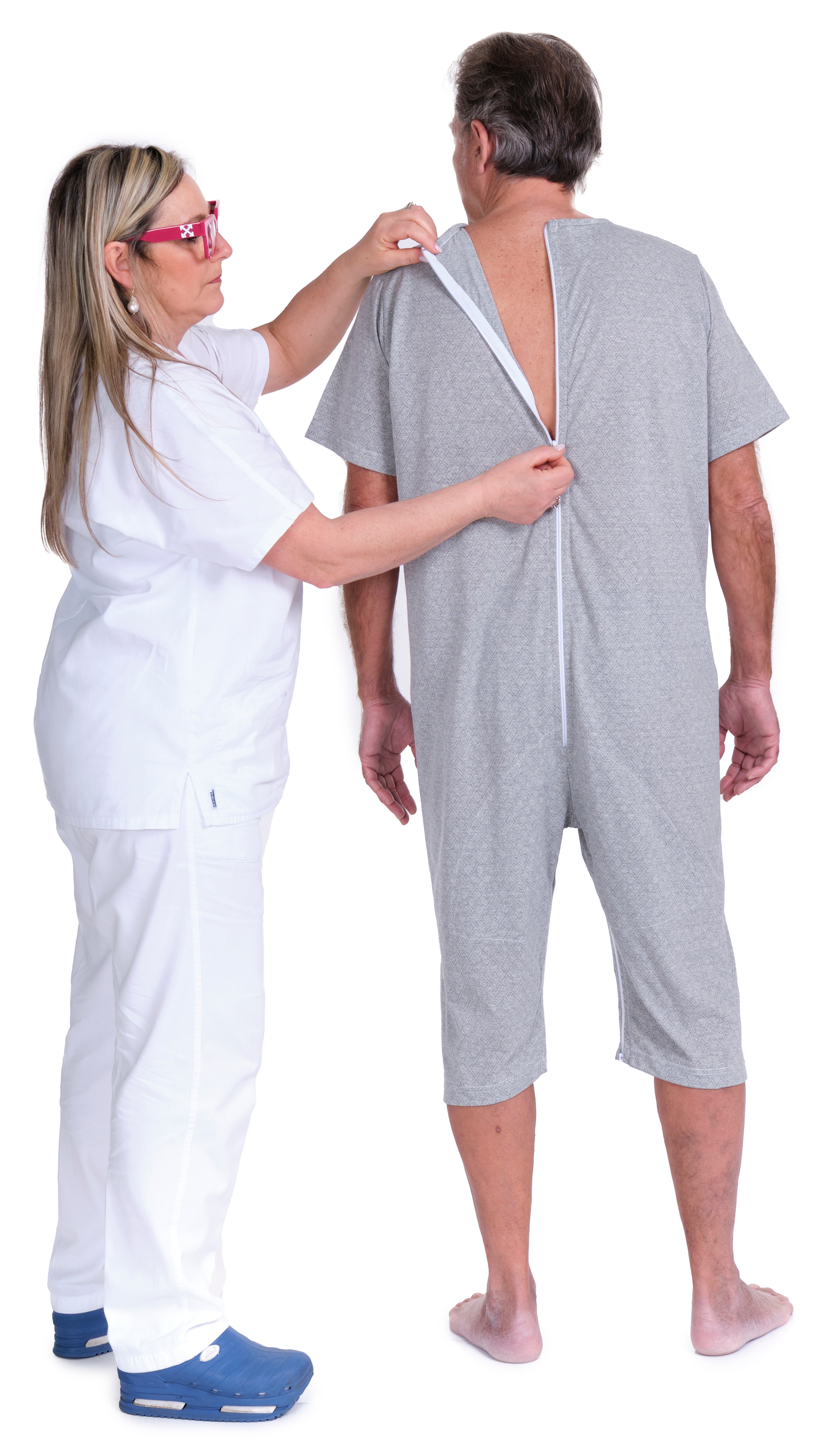 Short-sleeved pyjamas and shorts with 2 zips, cotton/polyester blend - 9008/6