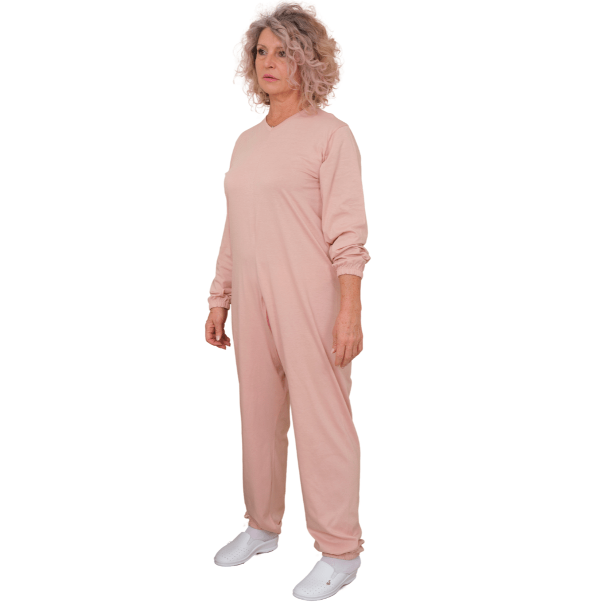 One-piece pyjamas for hospital patients with full-length zip and long sleeves, 100% Cotton - 9078 ML PL