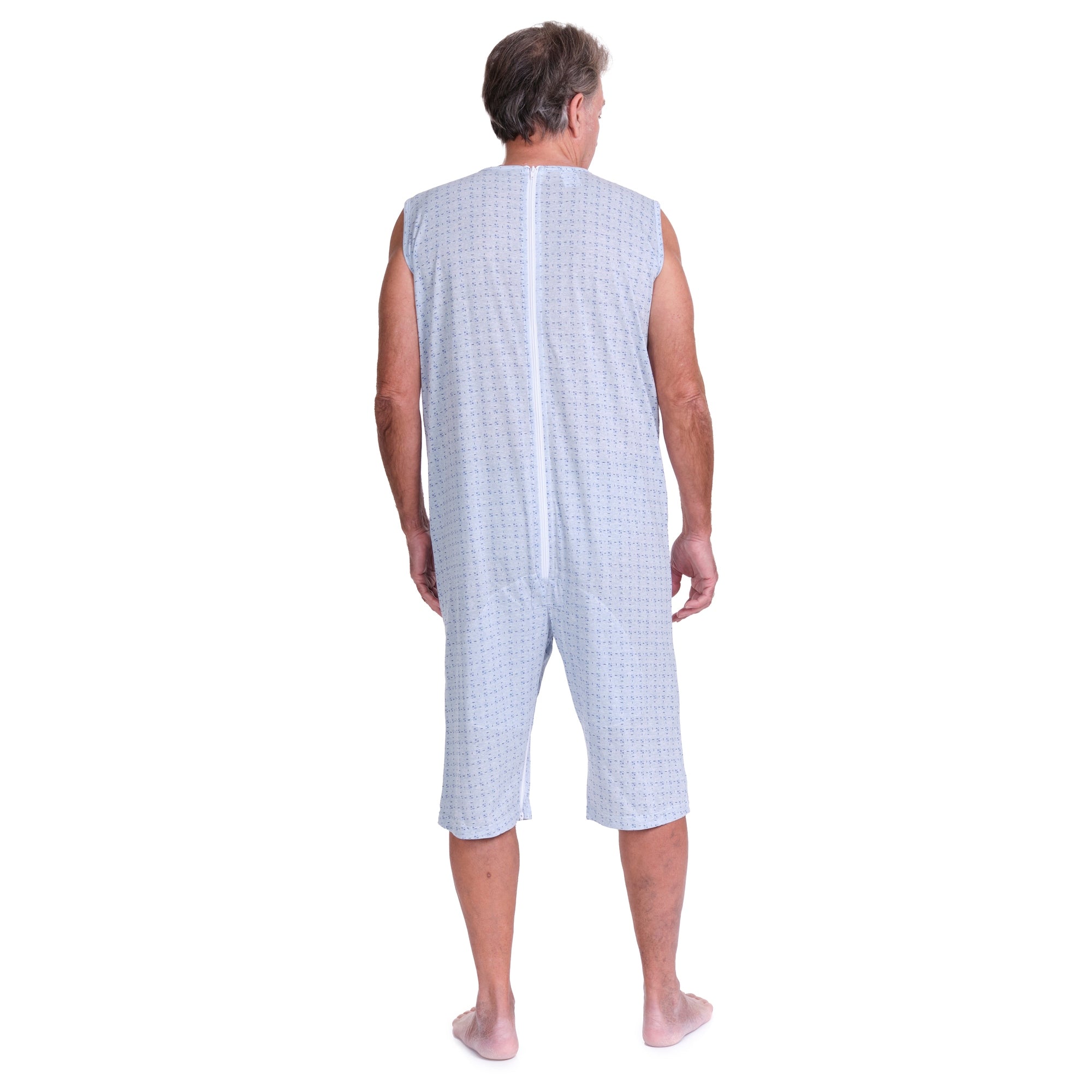 Sleeveless Pyjamas with shorts featuring 2 zips/fasteners, cotton/polyester blend - 9008/8