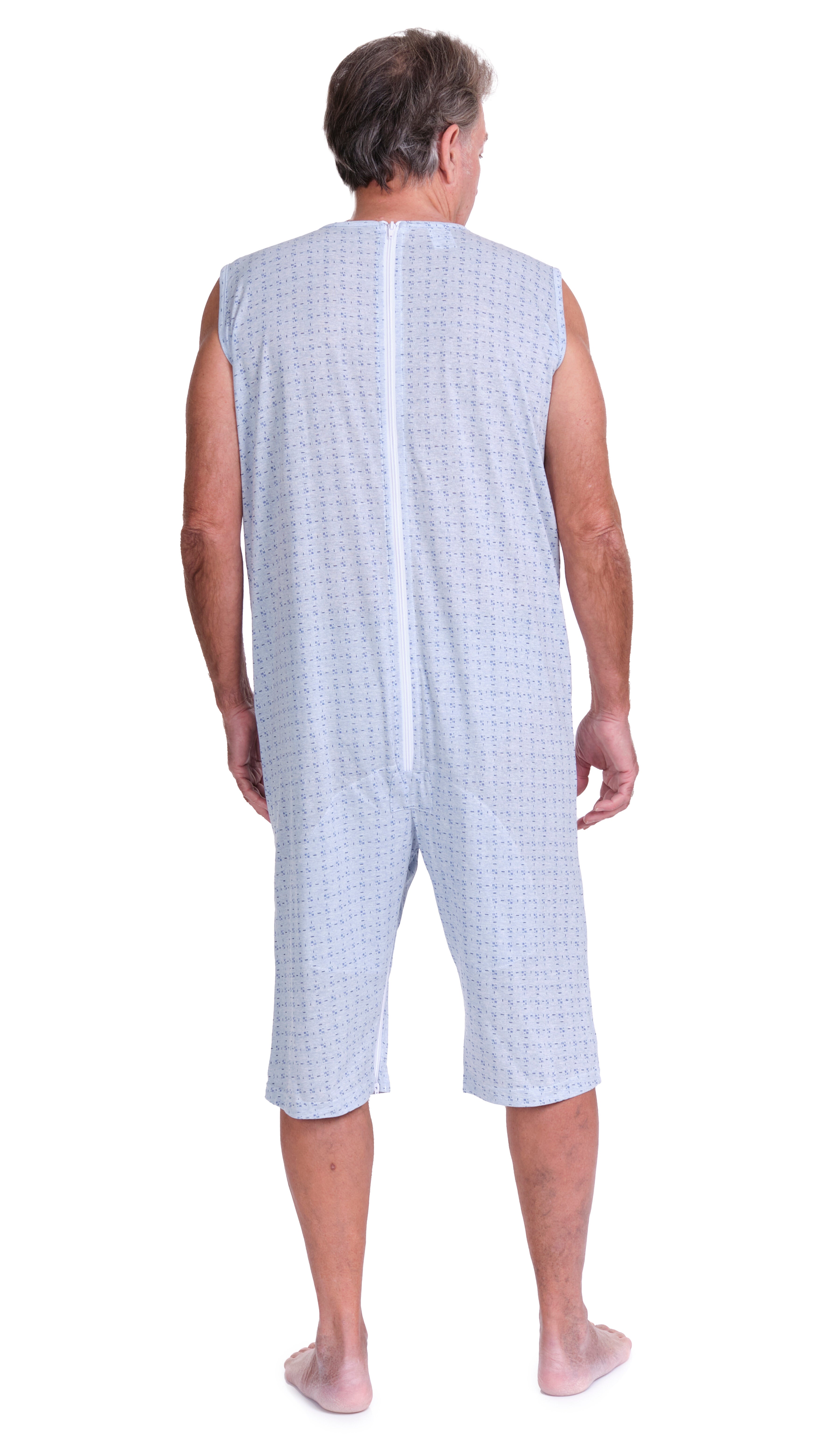 Sleeveless Pyjamas with shorts featuring 2 zips/fasteners, cotton/polyester blend - 9008/8