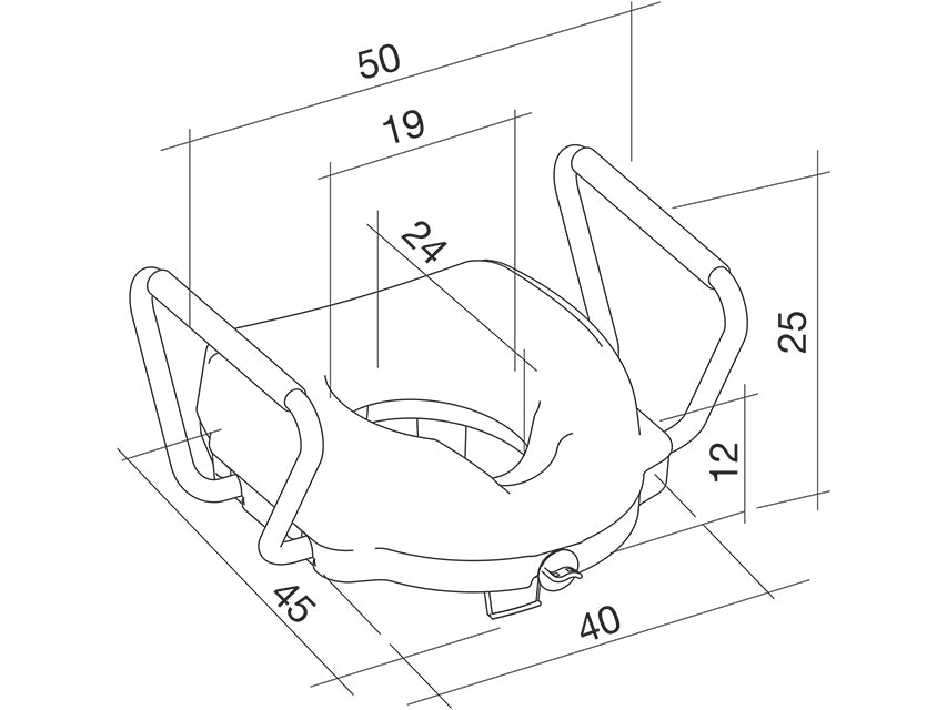 Raised Toilet Seat with Fixed Armrests – 12.5 cm | Secure & Comfortable