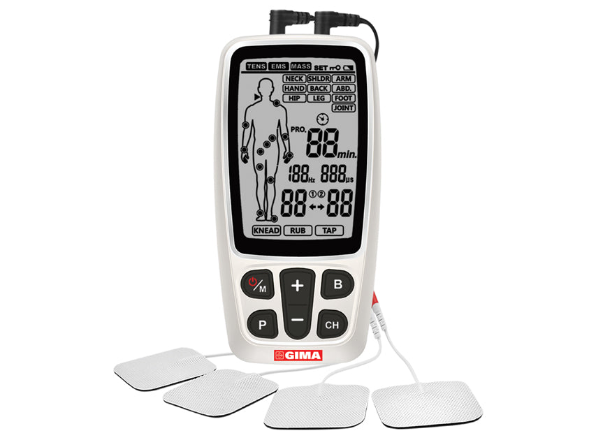 TENS Muscle Electrostimulator, EMS, 3-in-1 Massager, 4 Pads Included, for Pain Relief, Relaxation, 36 Modes, 20 Intensity Levels, Back, Neck, Joints and Sciatica Treatment