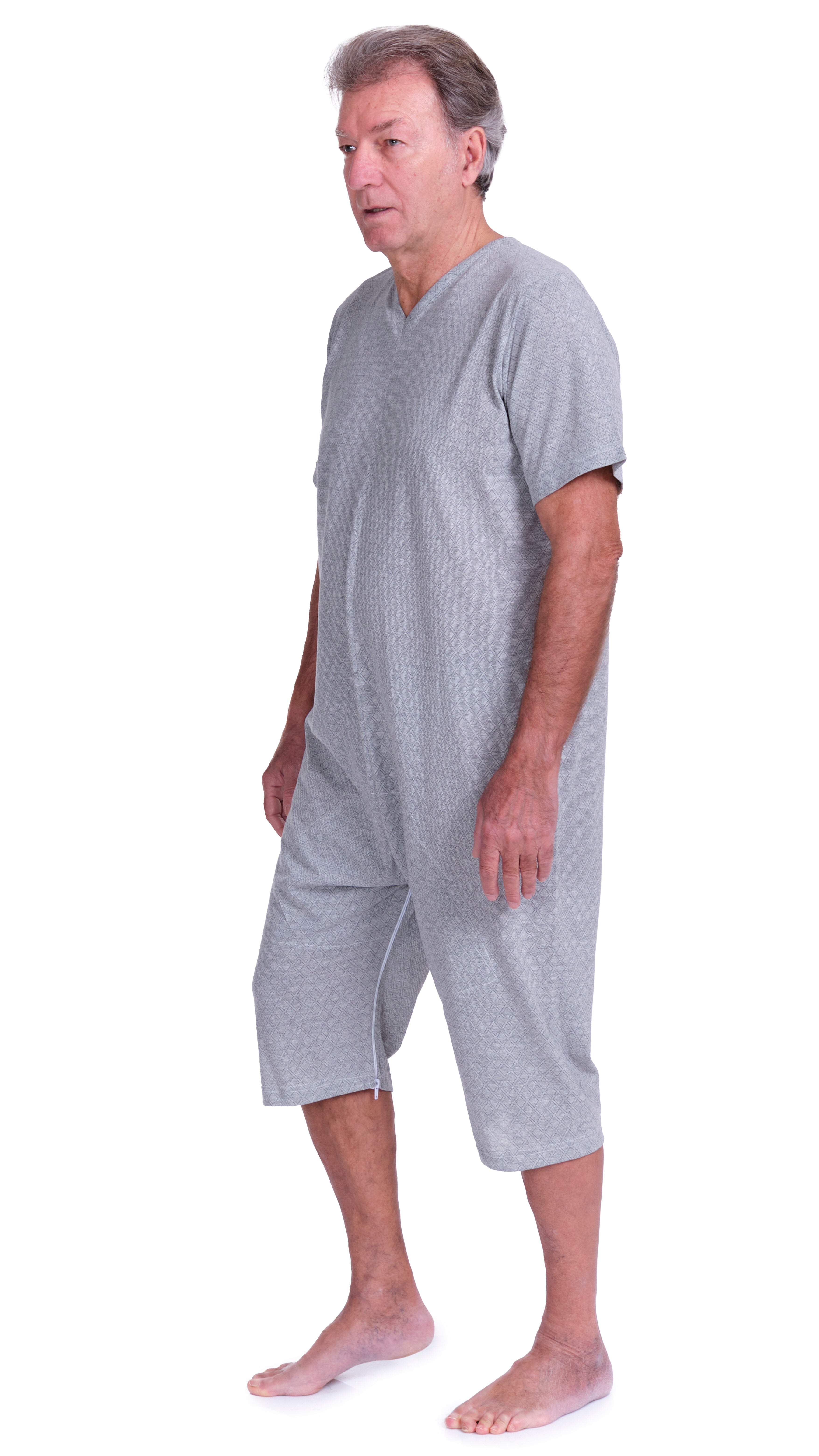 Short-sleeved pyjamas and shorts with 2 zips, cotton/polyester blend - 9008/6