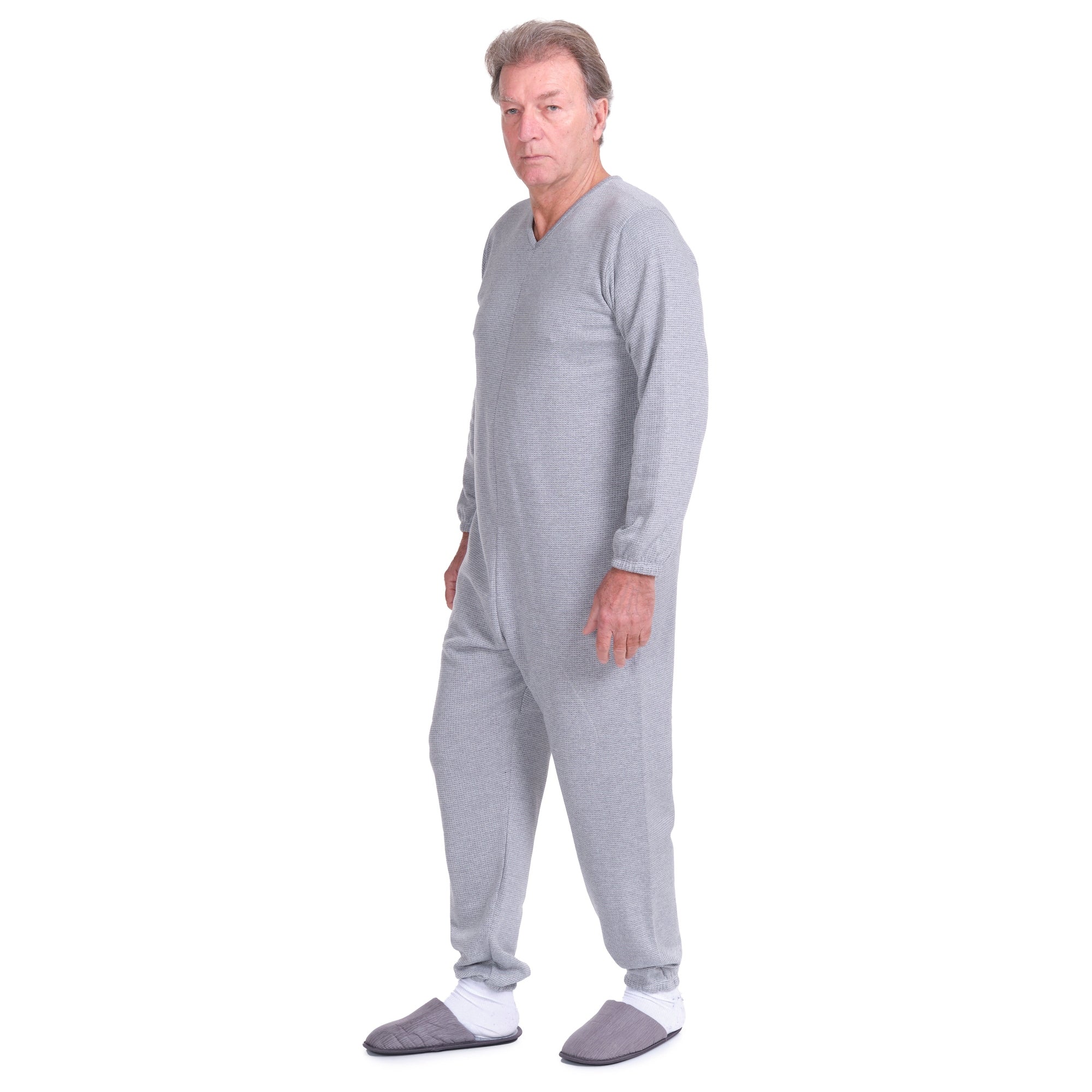 Long-sleeved Winter Pyjamas with Back Closure Anti Strip Adaptive Clothing - 9014/1