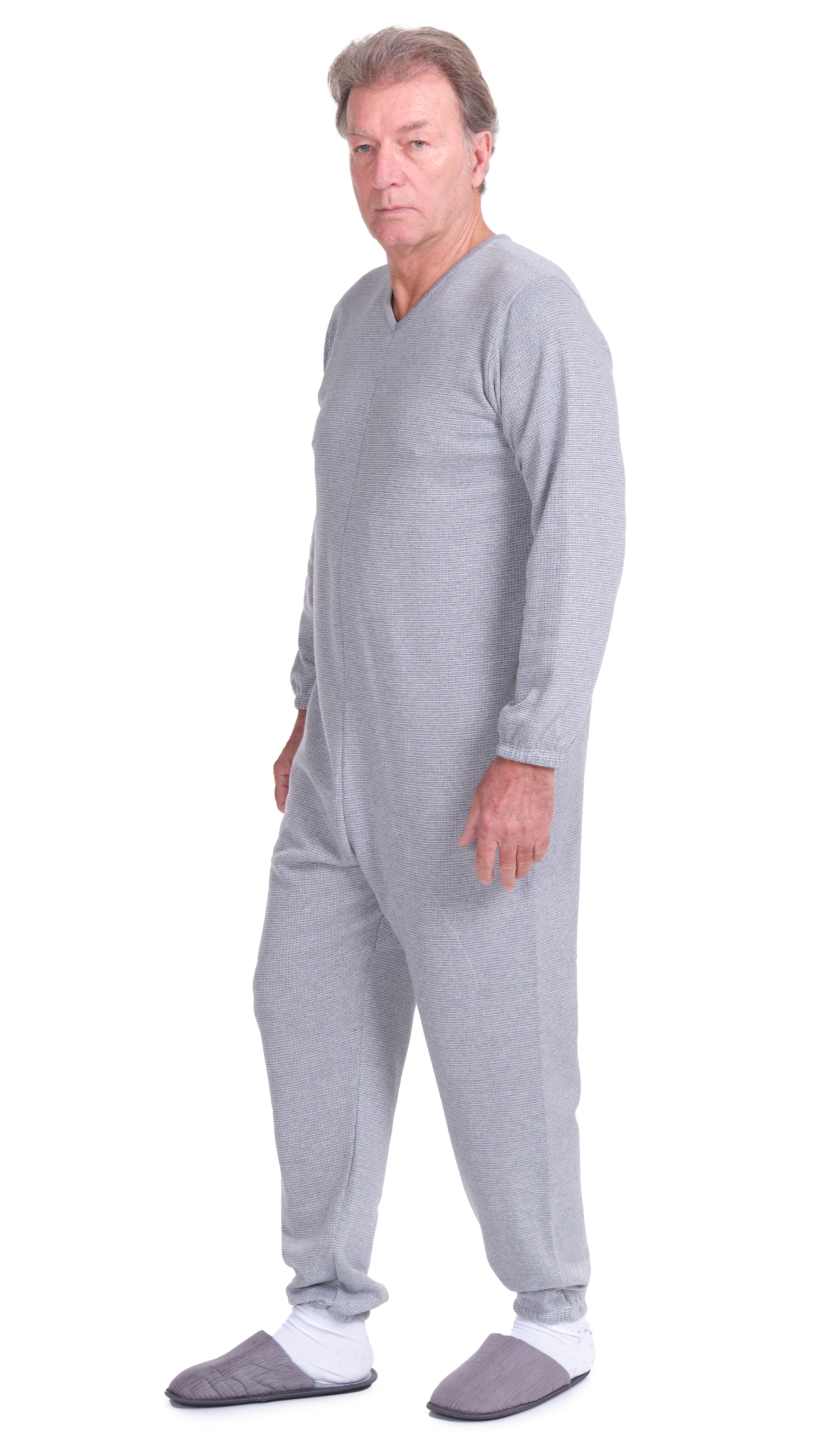 Long-sleeved Winter Pyjamas with Back Closure Anti Strip Adaptive Clothing - 9014/1