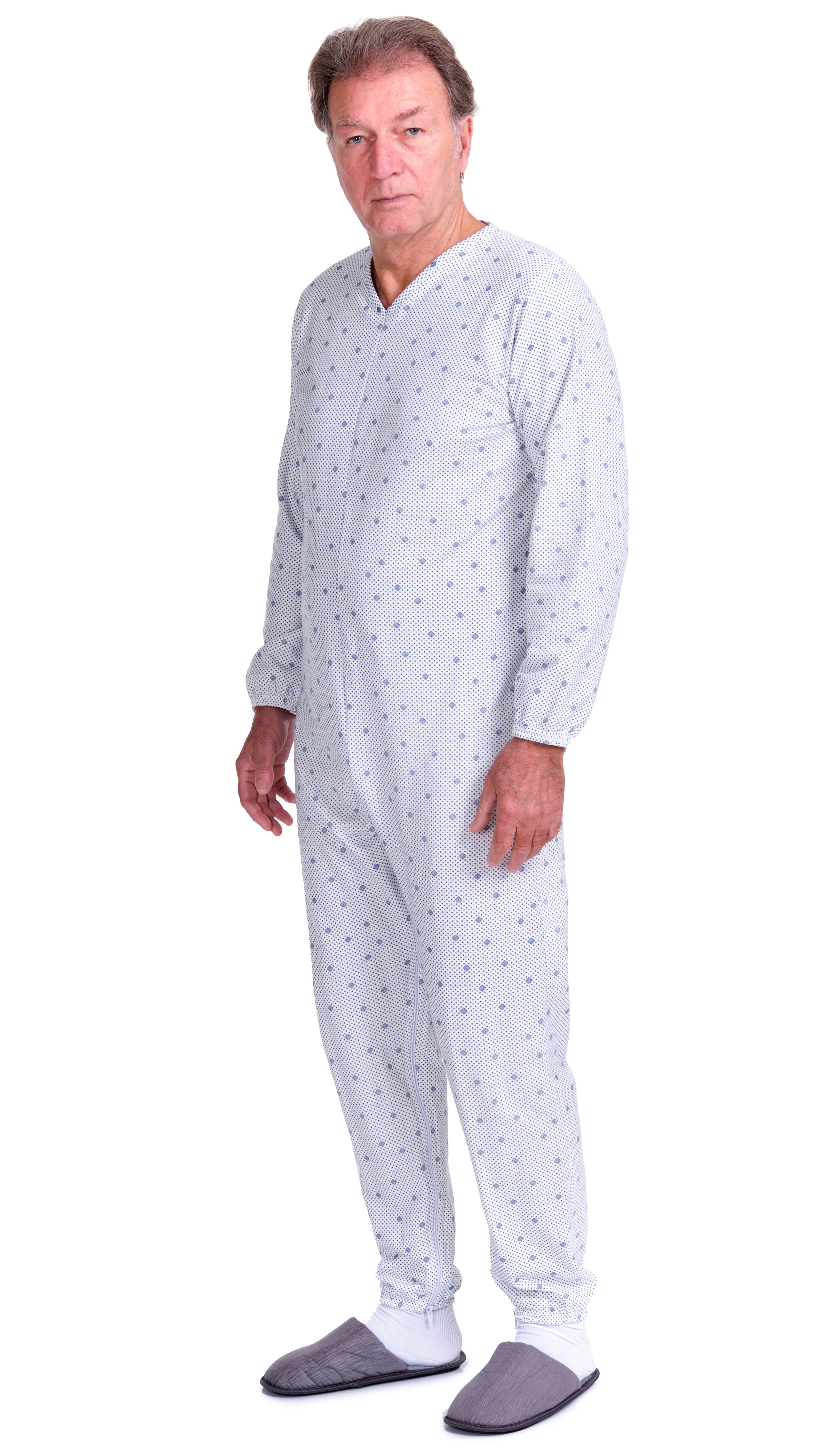 Winter Anti Strip Pajamas – Back & Inner Leg Zipper, Unisex, 100% Cotton (9012-F/2)