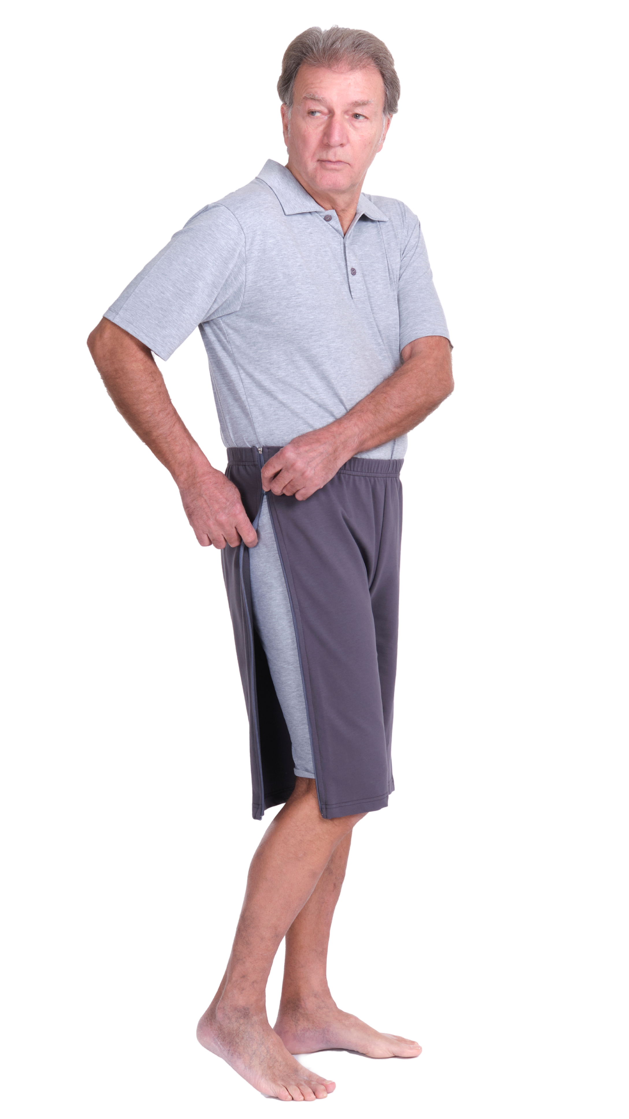 Rehabilitation Shorts – Model 9018-B – Full Side Zipper Opening – Adaptive Pants for Therapy & Recovery