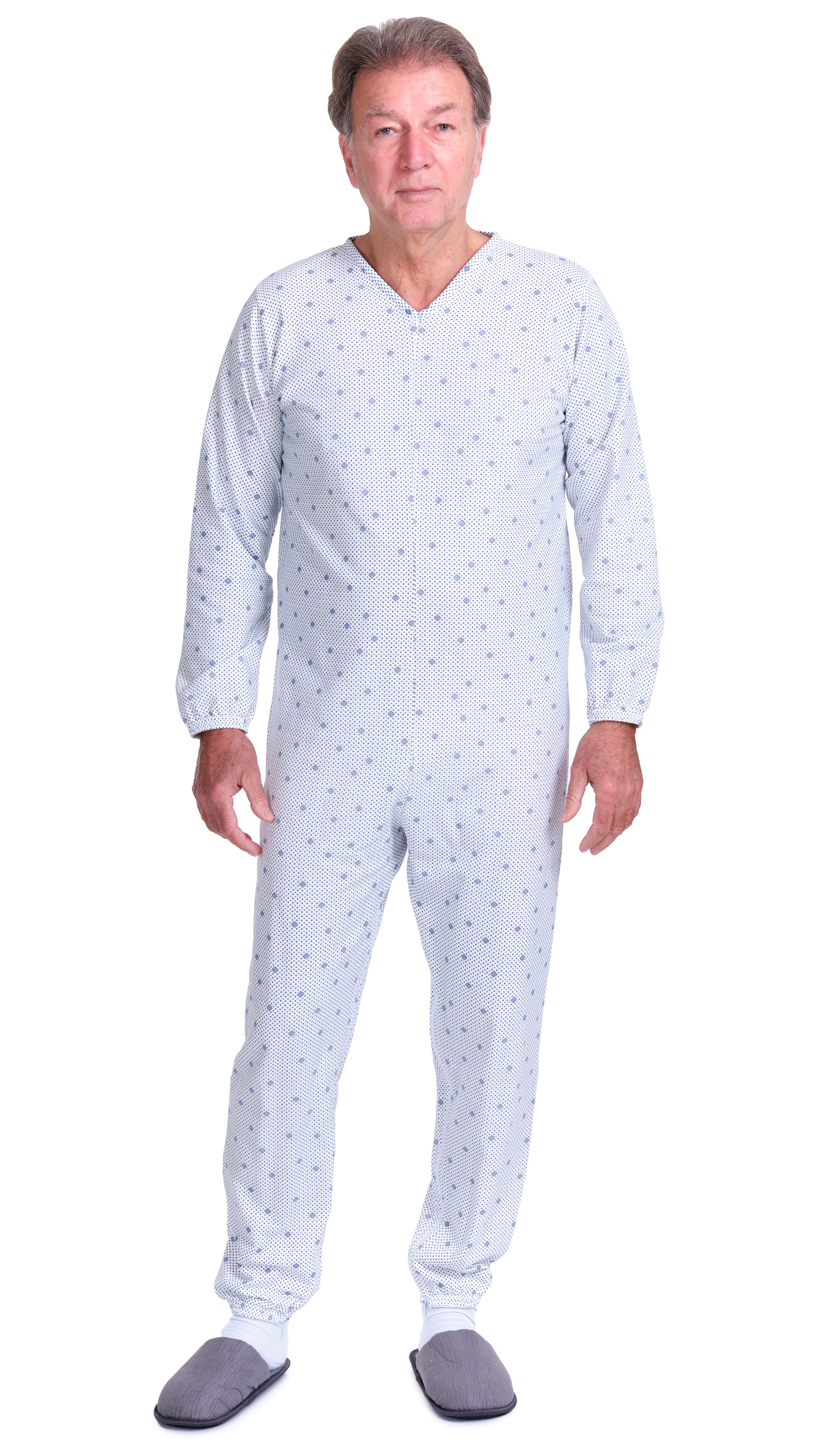 Winter Anti Strip Pajamas – Back & Inner Leg Zipper, Unisex, 100% Cotton (9012-F/2)