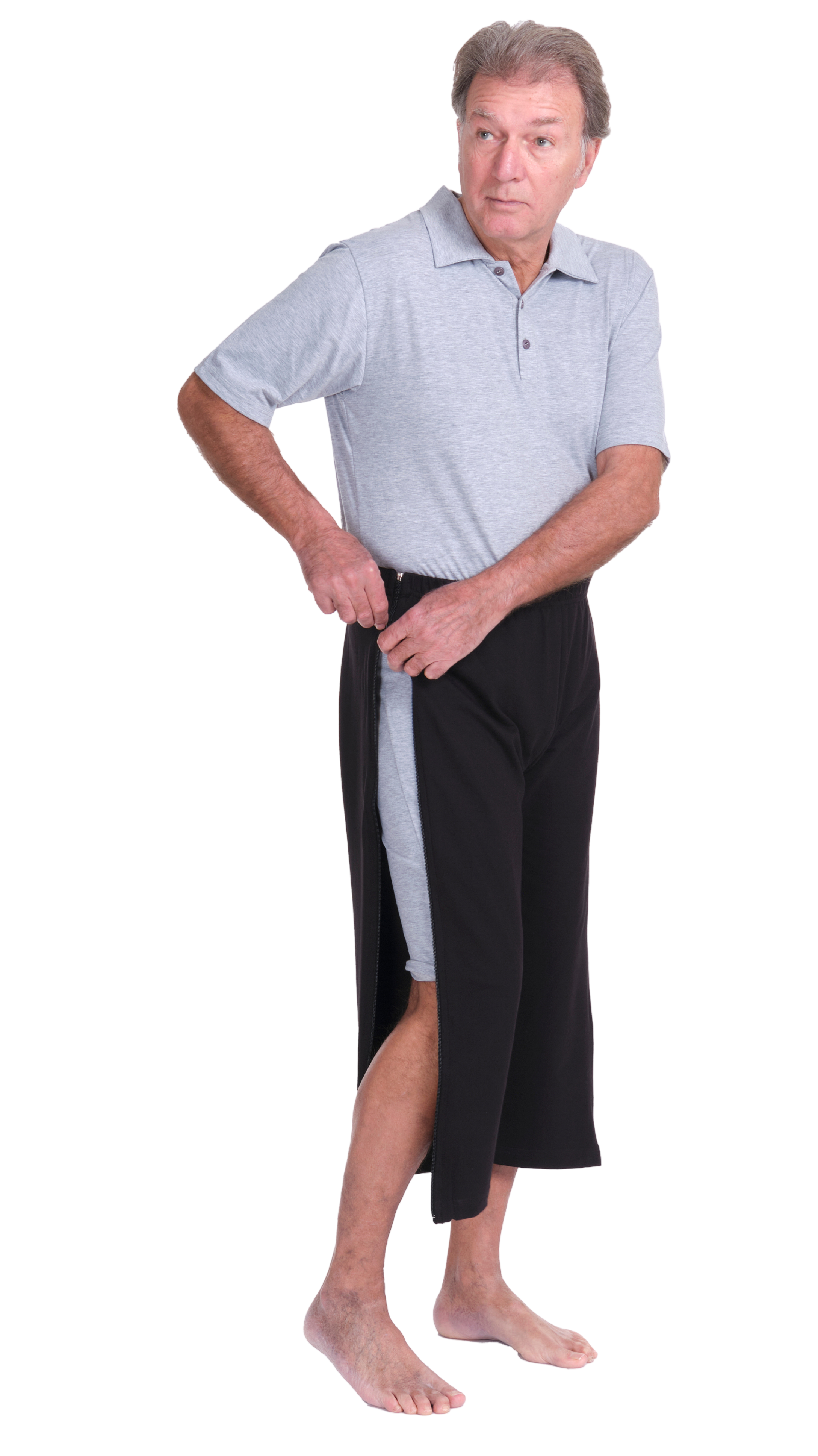 Rehabilitation 3/4 Pants – Model 9018 – Full Side Zipper Opening – Adaptive Trousers for Therapy & Recovery