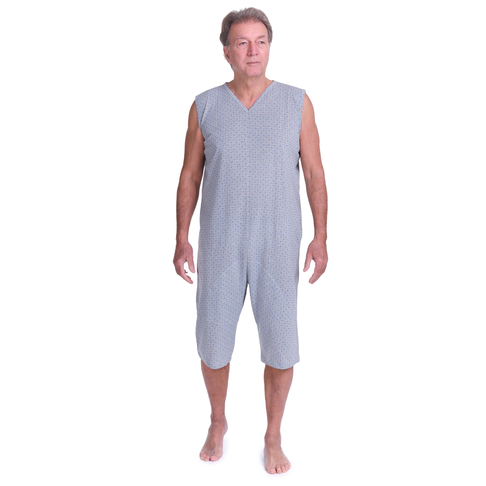 Sleeveless Pyjamas with shorts featuring 2 zips/fasteners, cotton/polyester blend - 9008/8