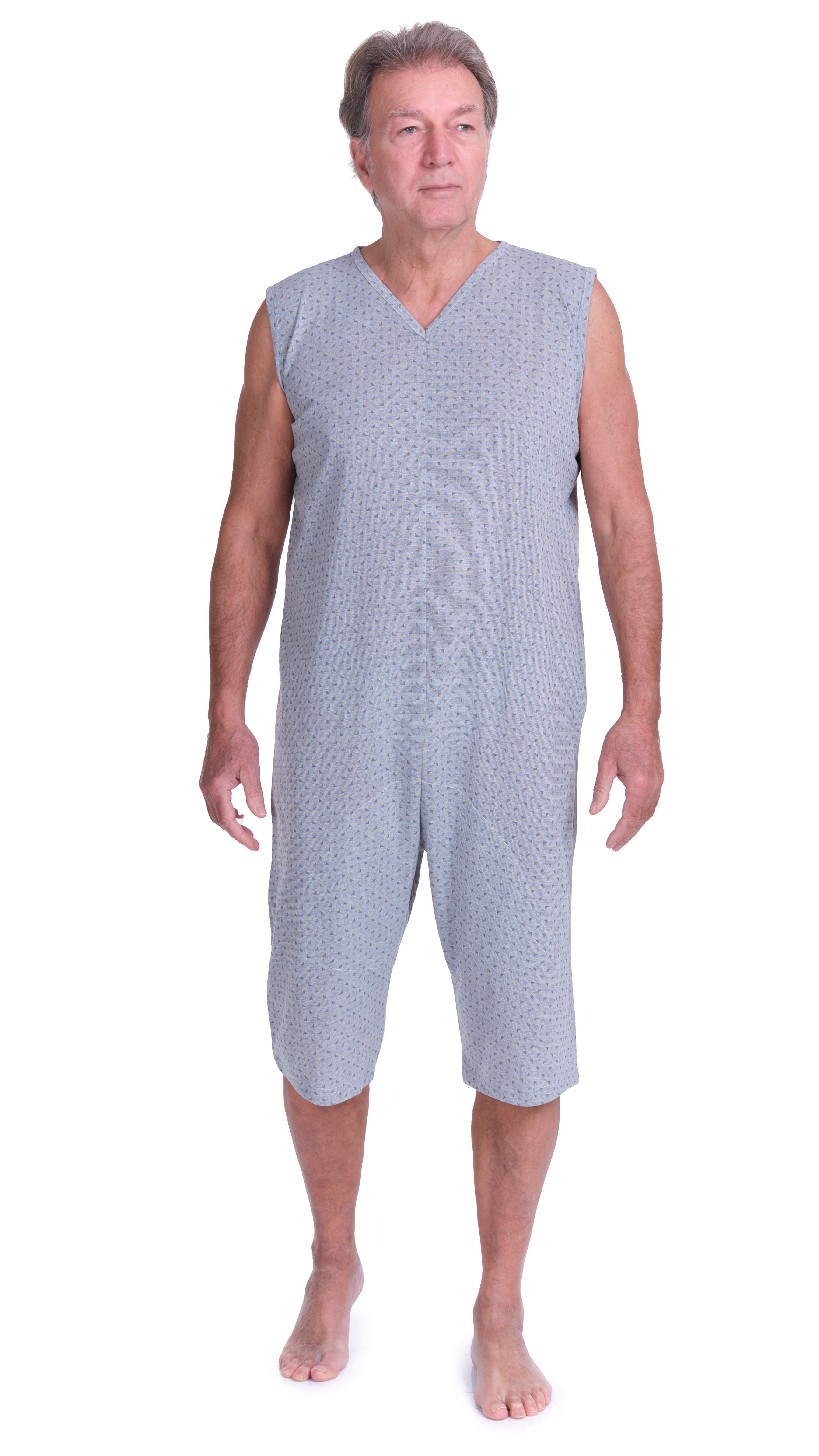 Sleeveless Pyjamas with shorts featuring 2 zips/fasteners, cotton/polyester blend - 9008/8