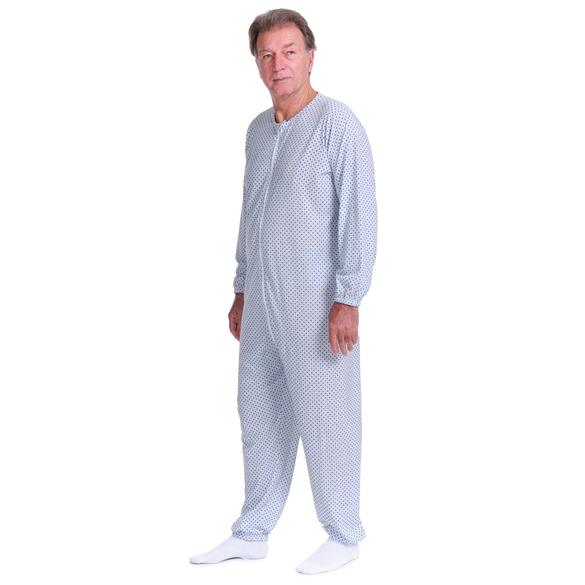 Adaptive Hospital Pyjamas – Model 9016 – Full Front Zipper – For Bedridden Patients, Incontinence & Post-Surgery Care