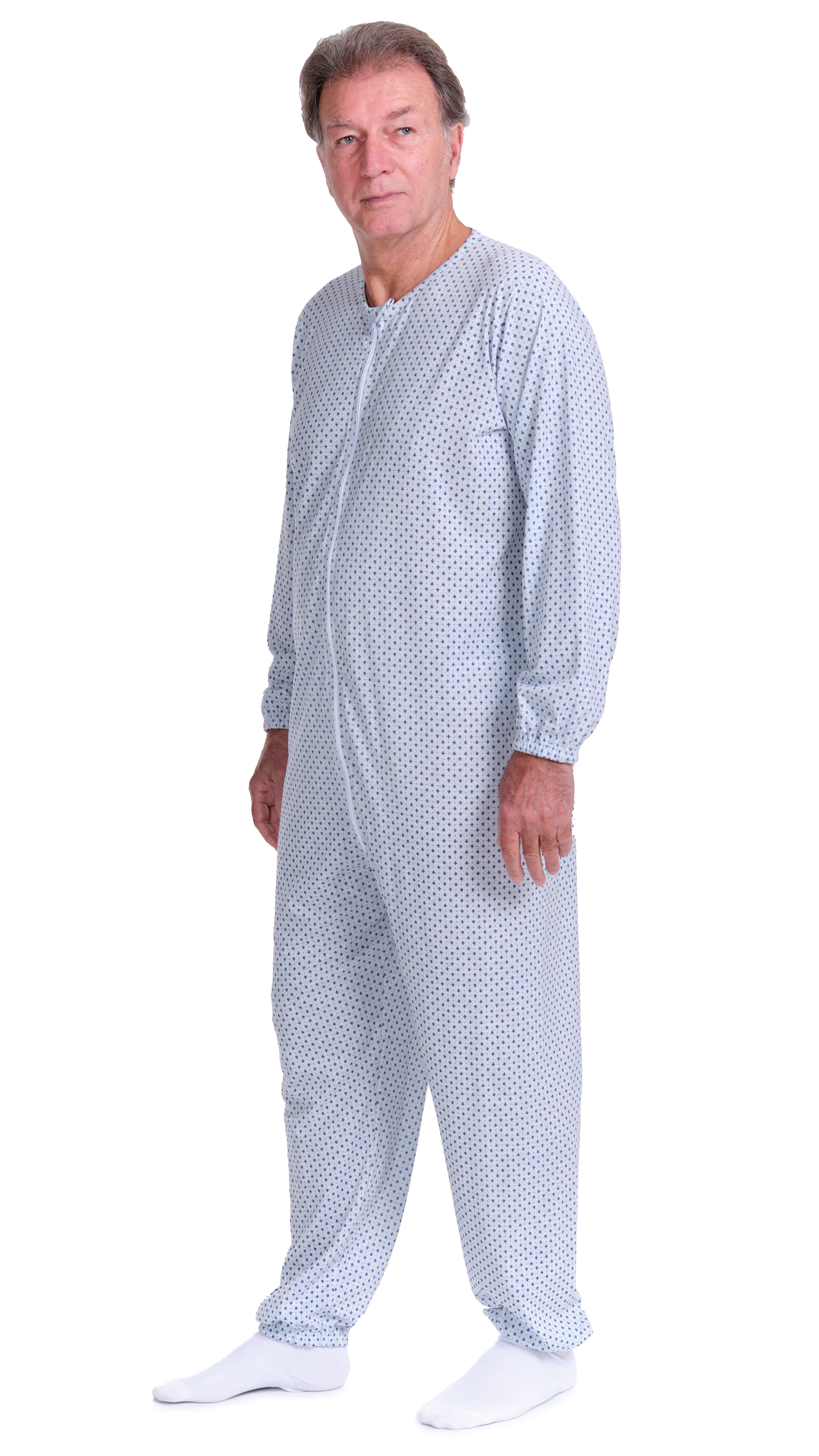 Adaptive Hospital Pyjamas – Model 9016 – Full Front Zipper – For Bedridden Patients, Incontinence & Post-Surgery Care
