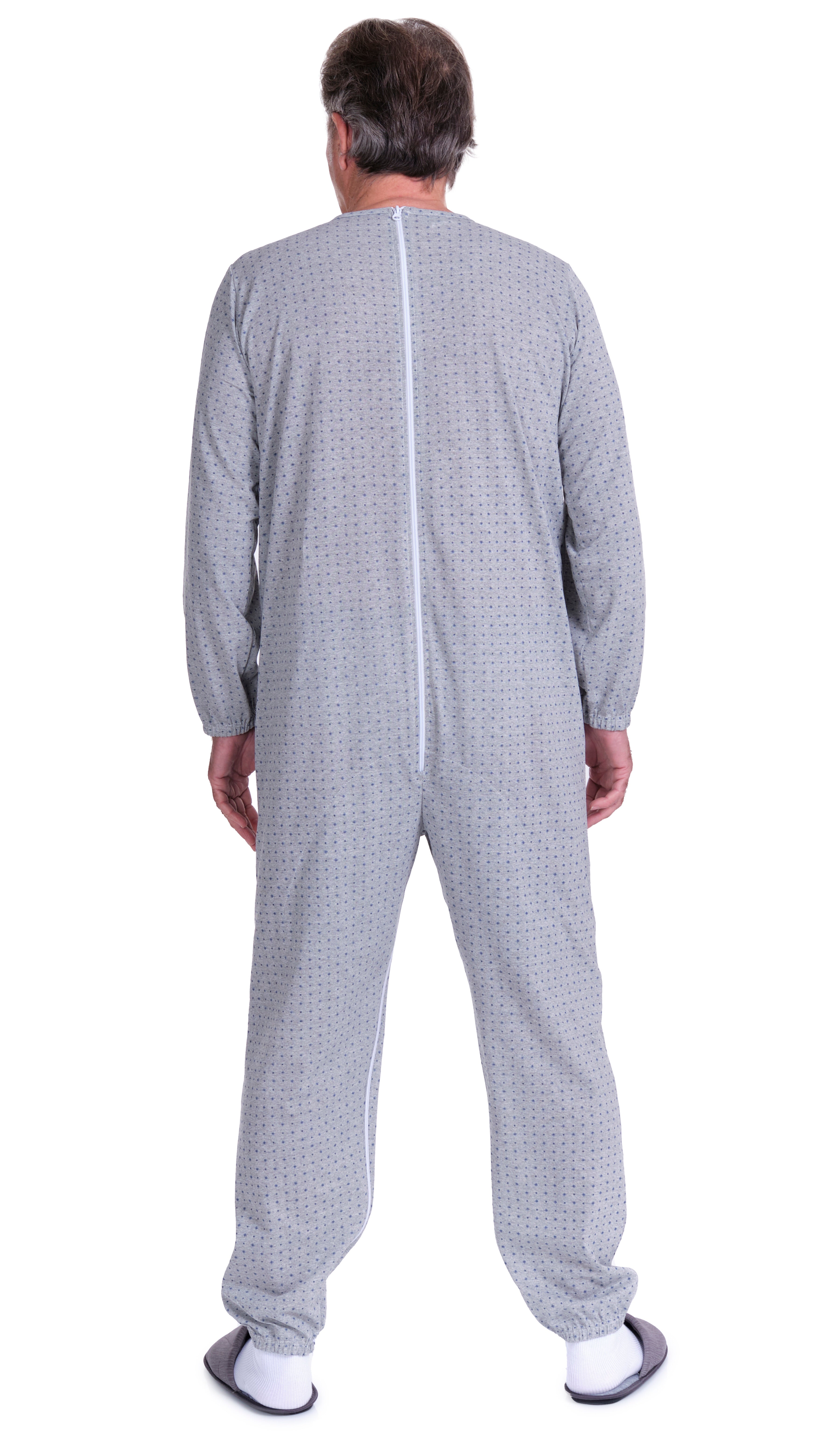 Pyjamas Onesie Anti Strip Long-sleeved 2 Back Zips, Cotton/polyester blend inner leg - 9008/2