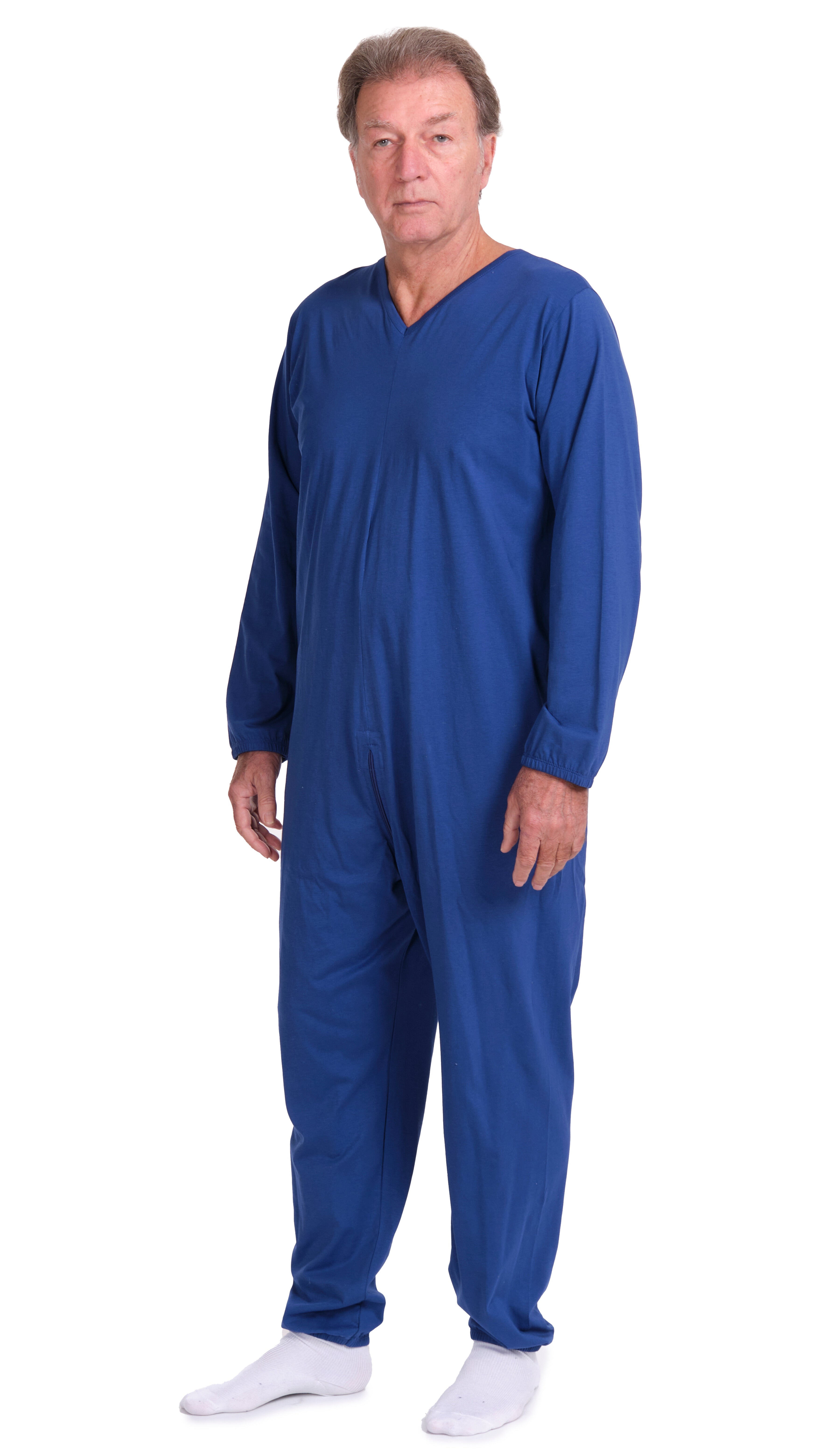 One-piece pyjamas for hospital patients with full-length zip and long sleeves, 100% Cotton - 9078 ML PL