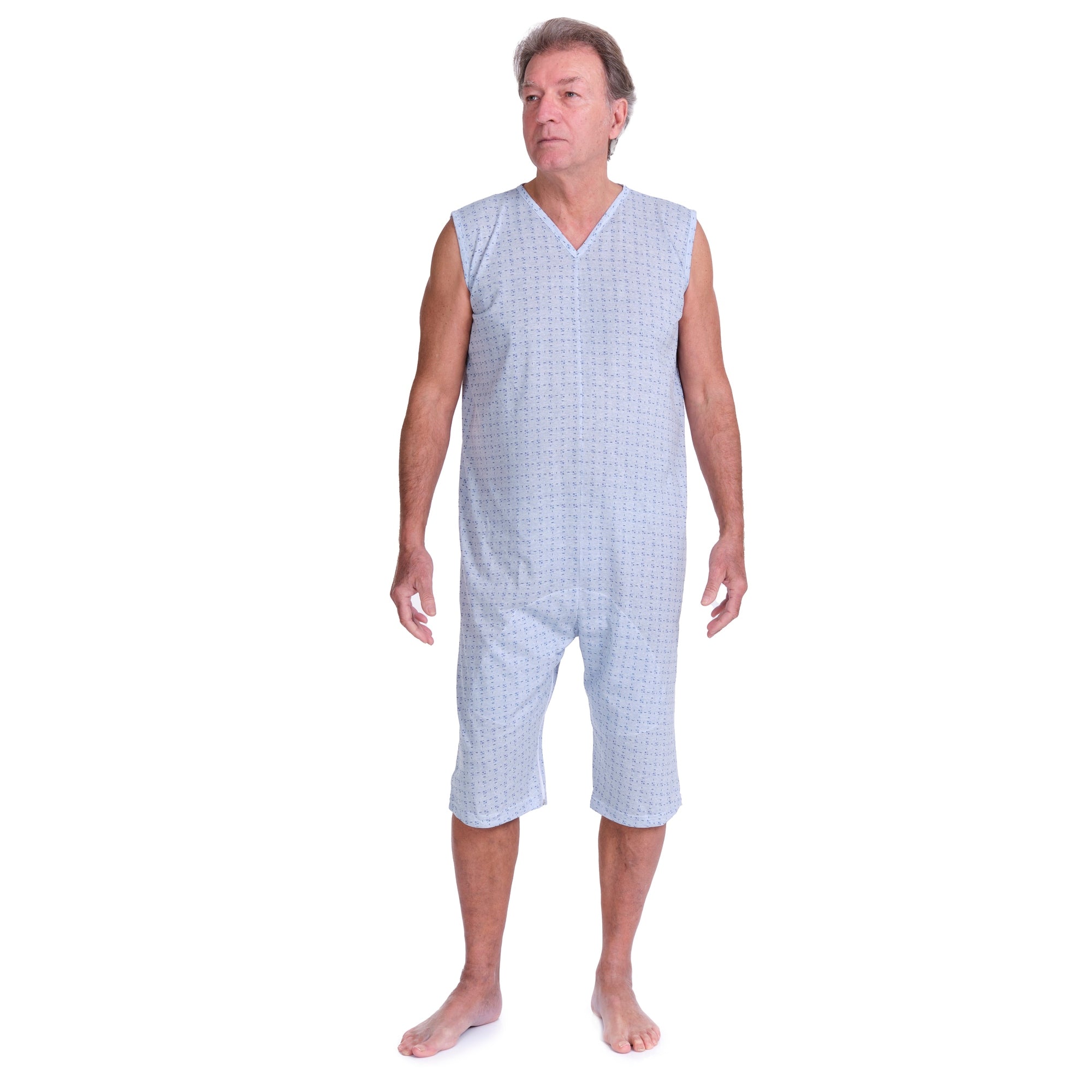 Sleeveless Pyjamas with shorts featuring 2 zips/fasteners, cotton/polyester blend - 9008/8