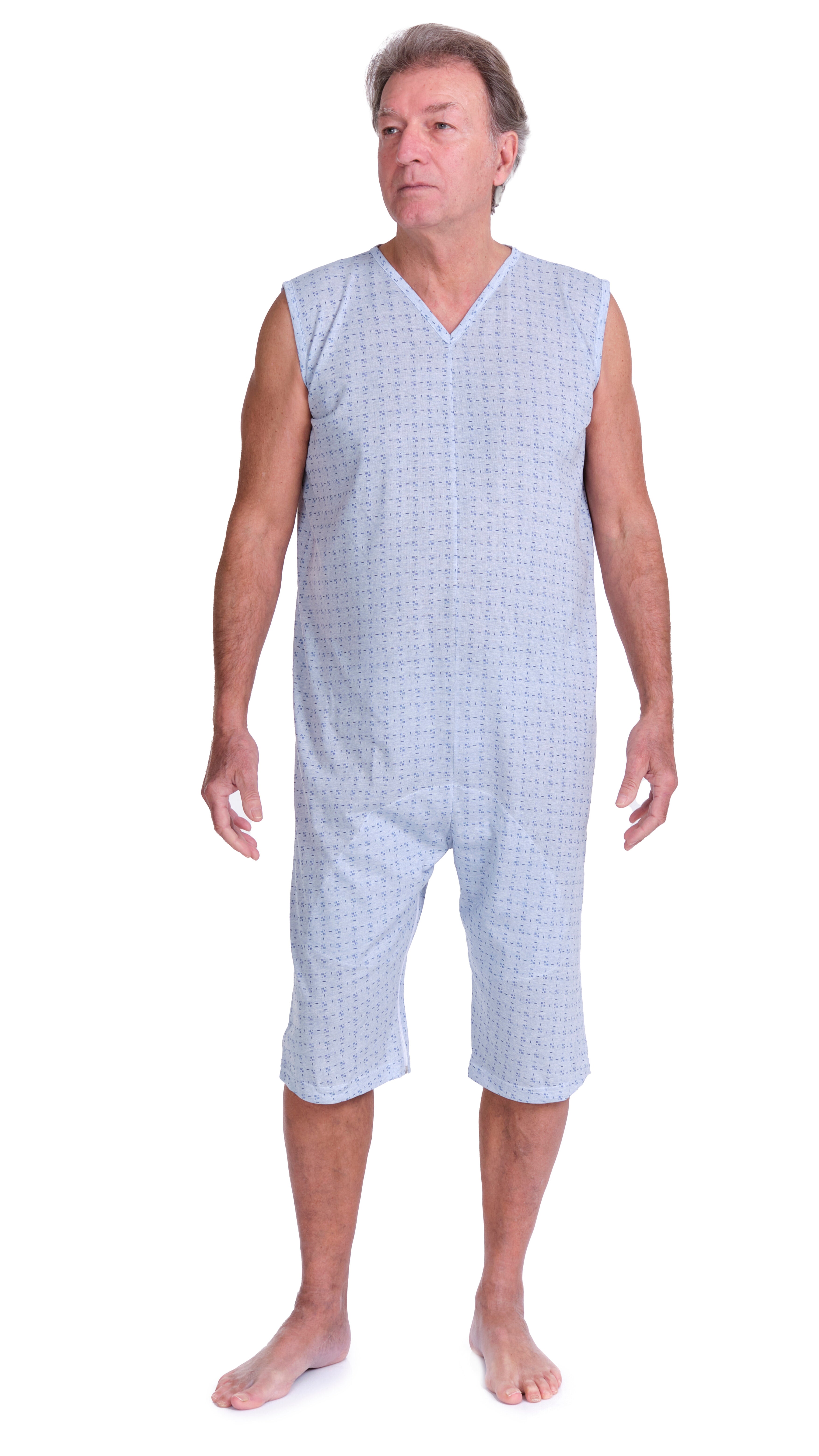 Sleeveless Pyjamas with shorts featuring 2 zips/fasteners, cotton/polyester blend - 9008/8