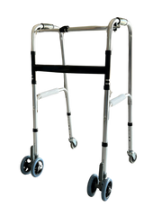 Folding Walker with Adjustable Height, 4 Wheels – Lightweight Aluminum Mobility Aid