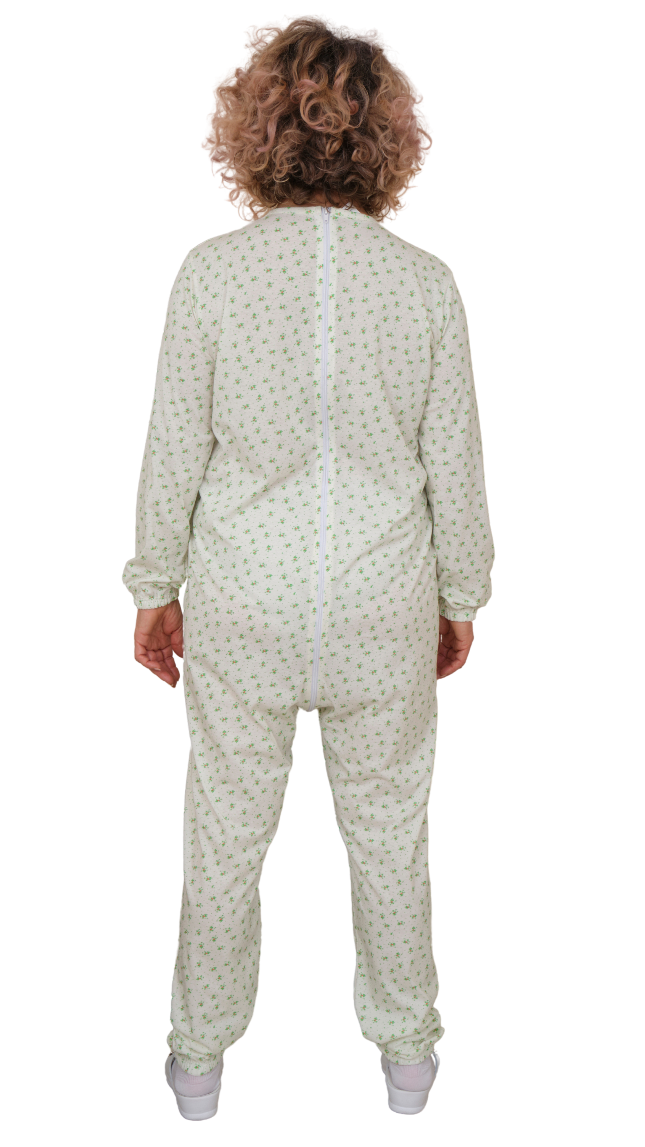 Adaptive Pyjamas – Model 9017 – Long Sleeve 100% Cotton Jumpsuit – Back Zipper – Elderly, Incontinence & Alzheimer Care – Made in Italy
