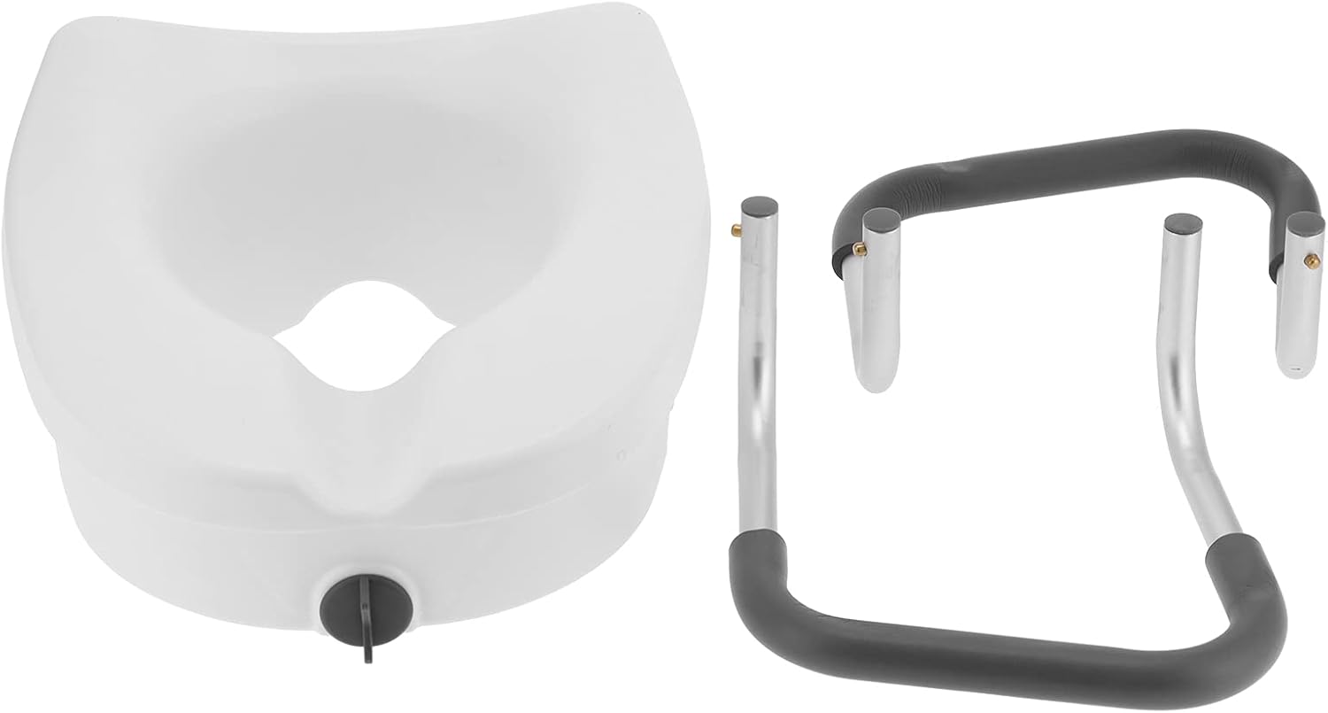 Raised Toilet Seat with Armrests — Universal Adjustable Fit, 16 cm Height, Elderly & Mobility Support
