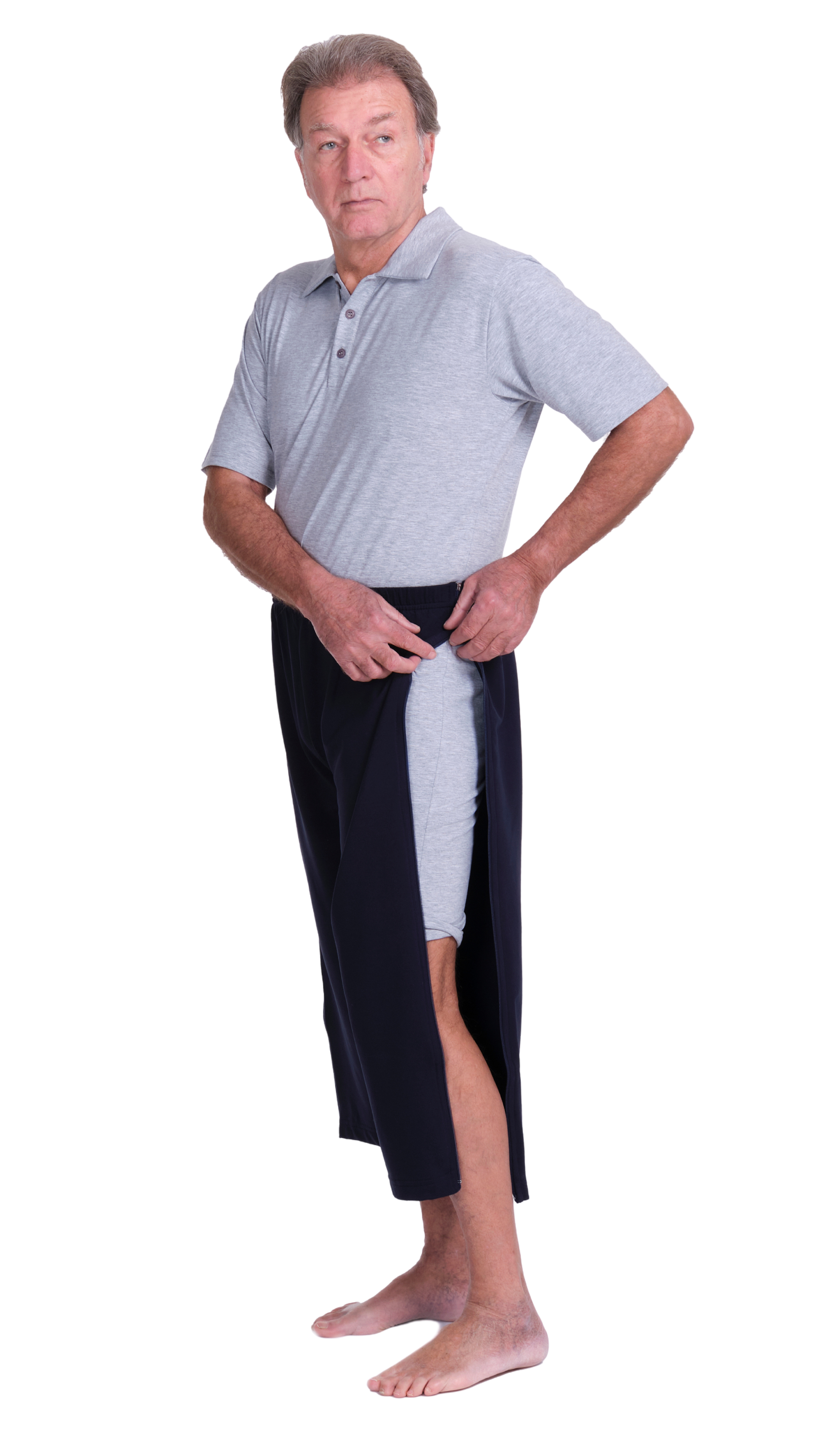 Rehabilitation 3/4 Pants – Model 9018 – Full Side Zipper Opening – Adaptive Trousers for Therapy & Recovery