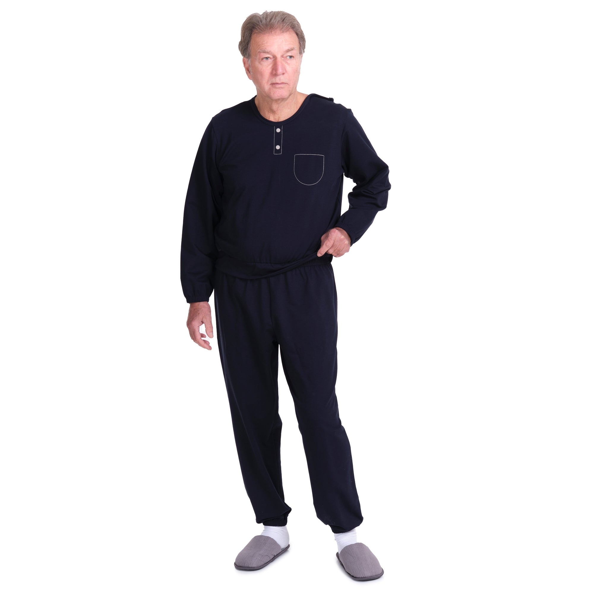 One-piece pyjamas for seniors with back closure - Benessere 9010