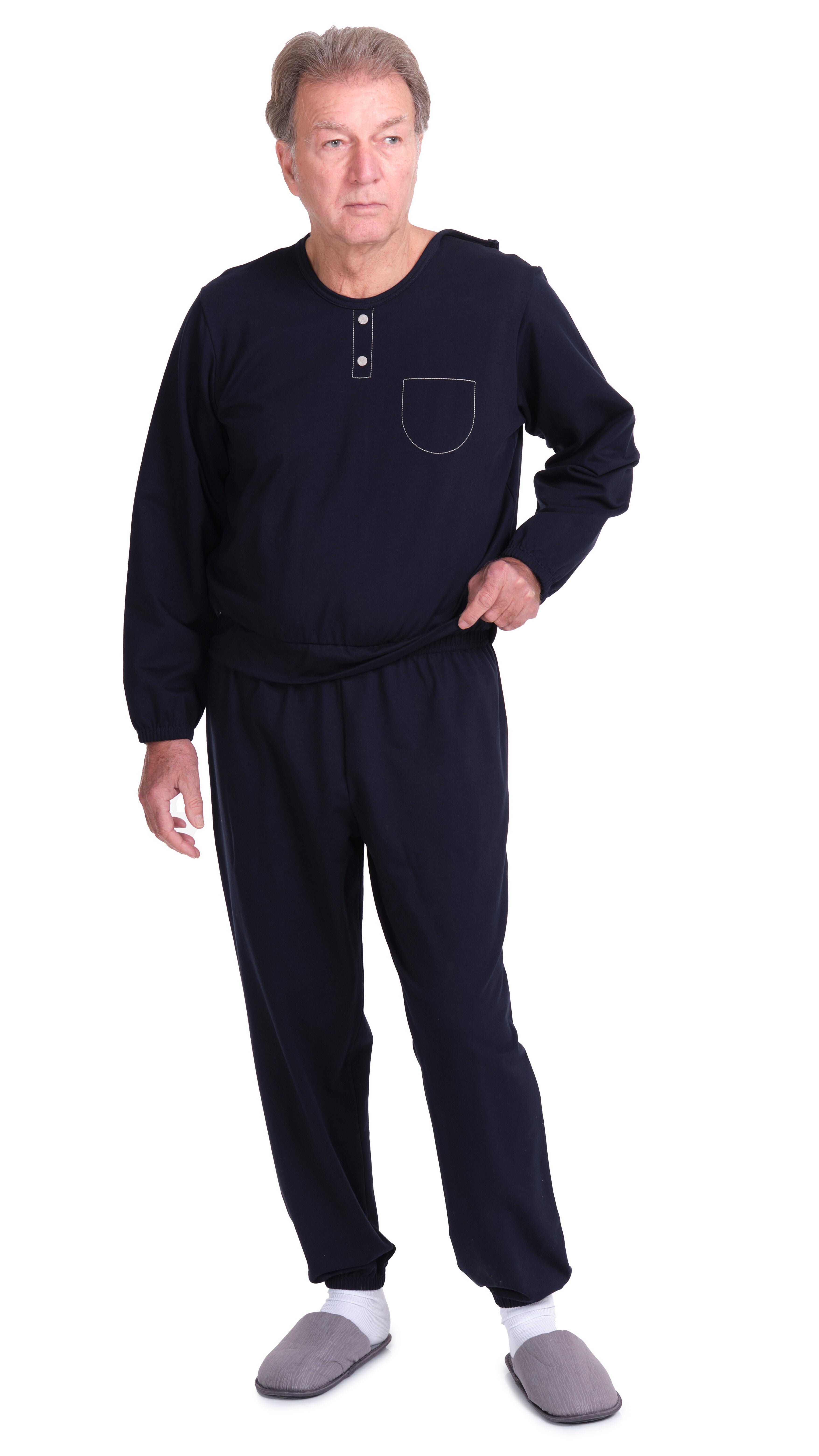 One-piece pyjamas for seniors with back closure - Benessere 9010