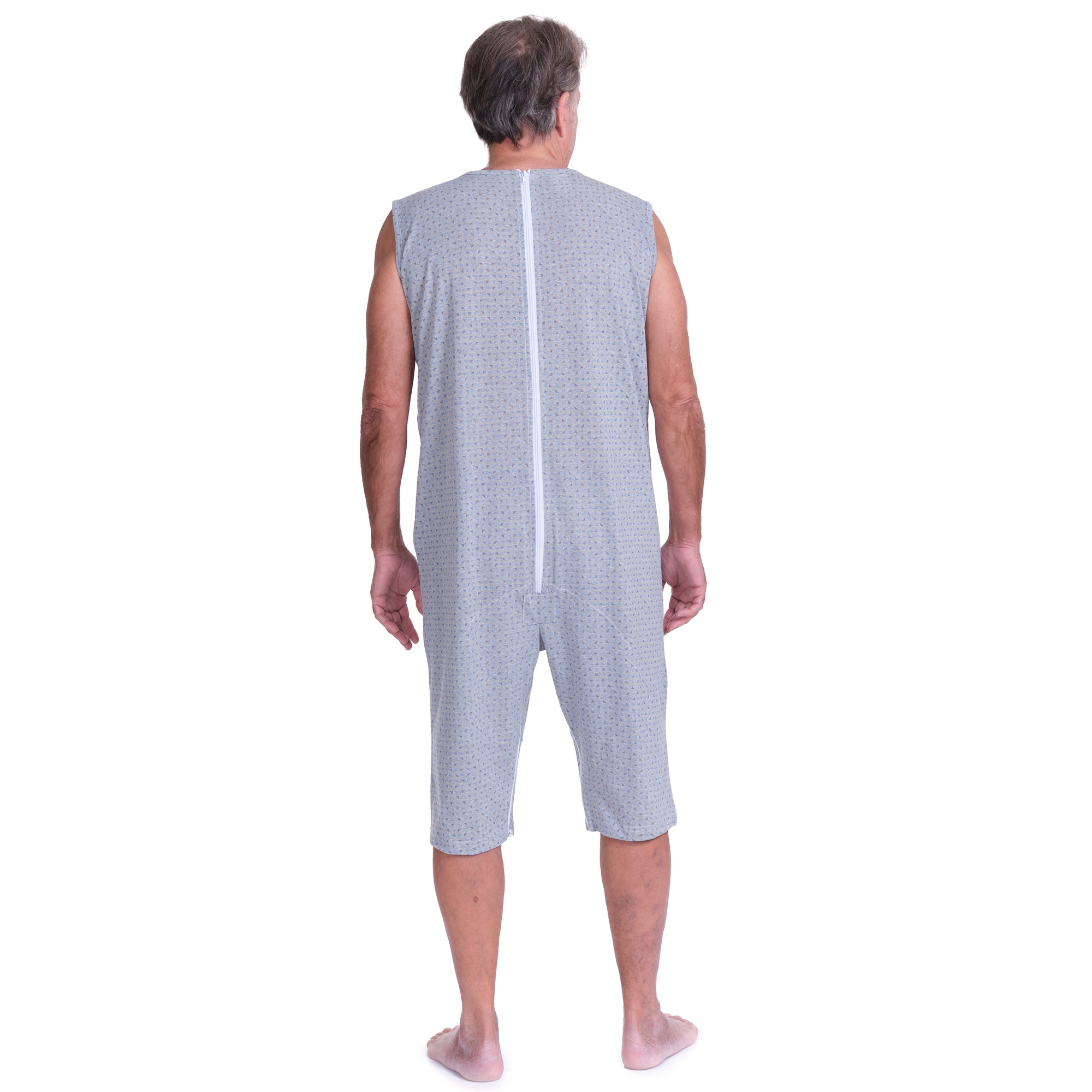 Sleeveless Pyjamas with shorts featuring 2 zips/fasteners, cotton/polyester blend - 9008/8