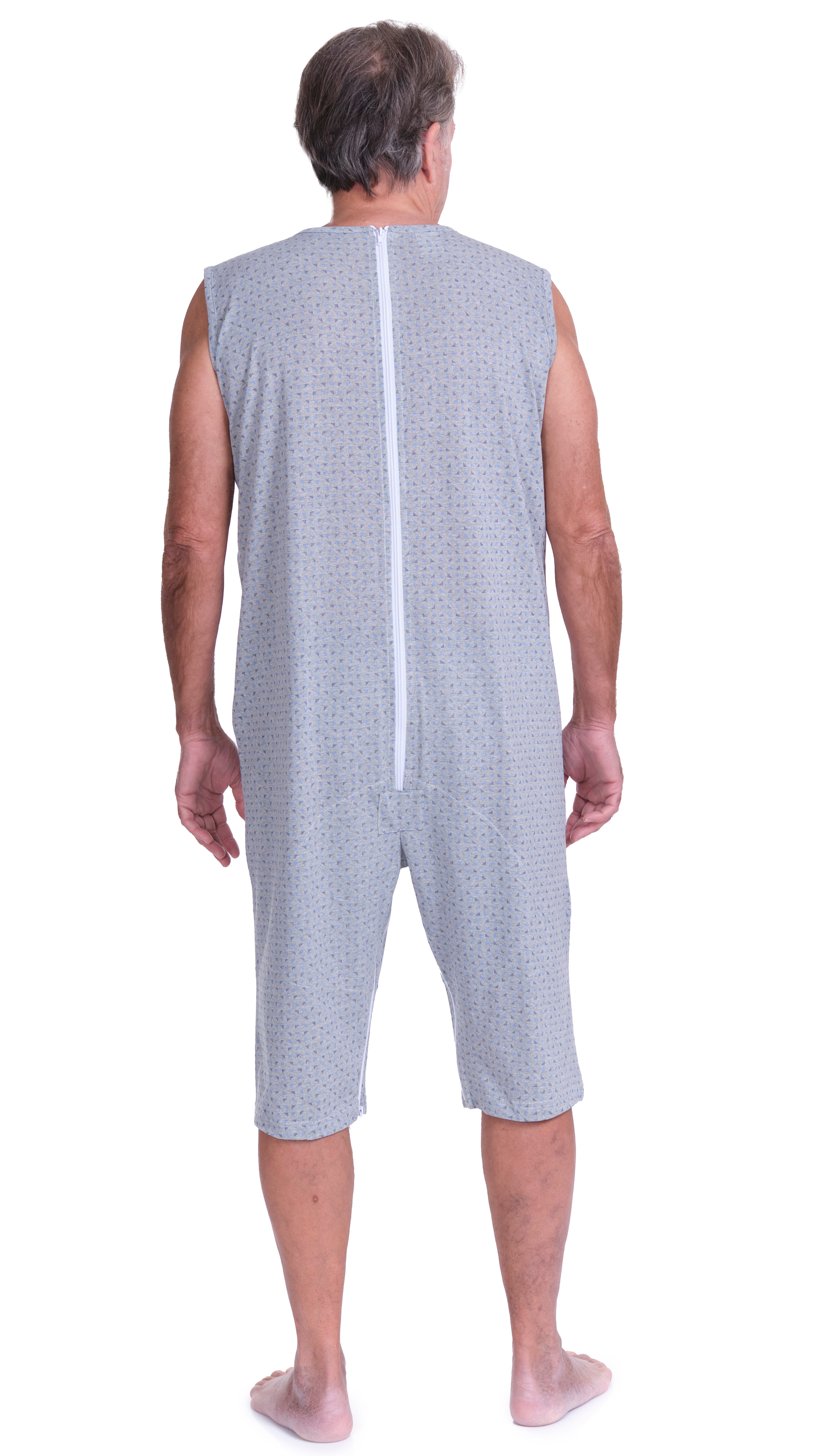 Sleeveless Pyjamas with shorts featuring 2 zips/fasteners, cotton/polyester blend - 9008/8