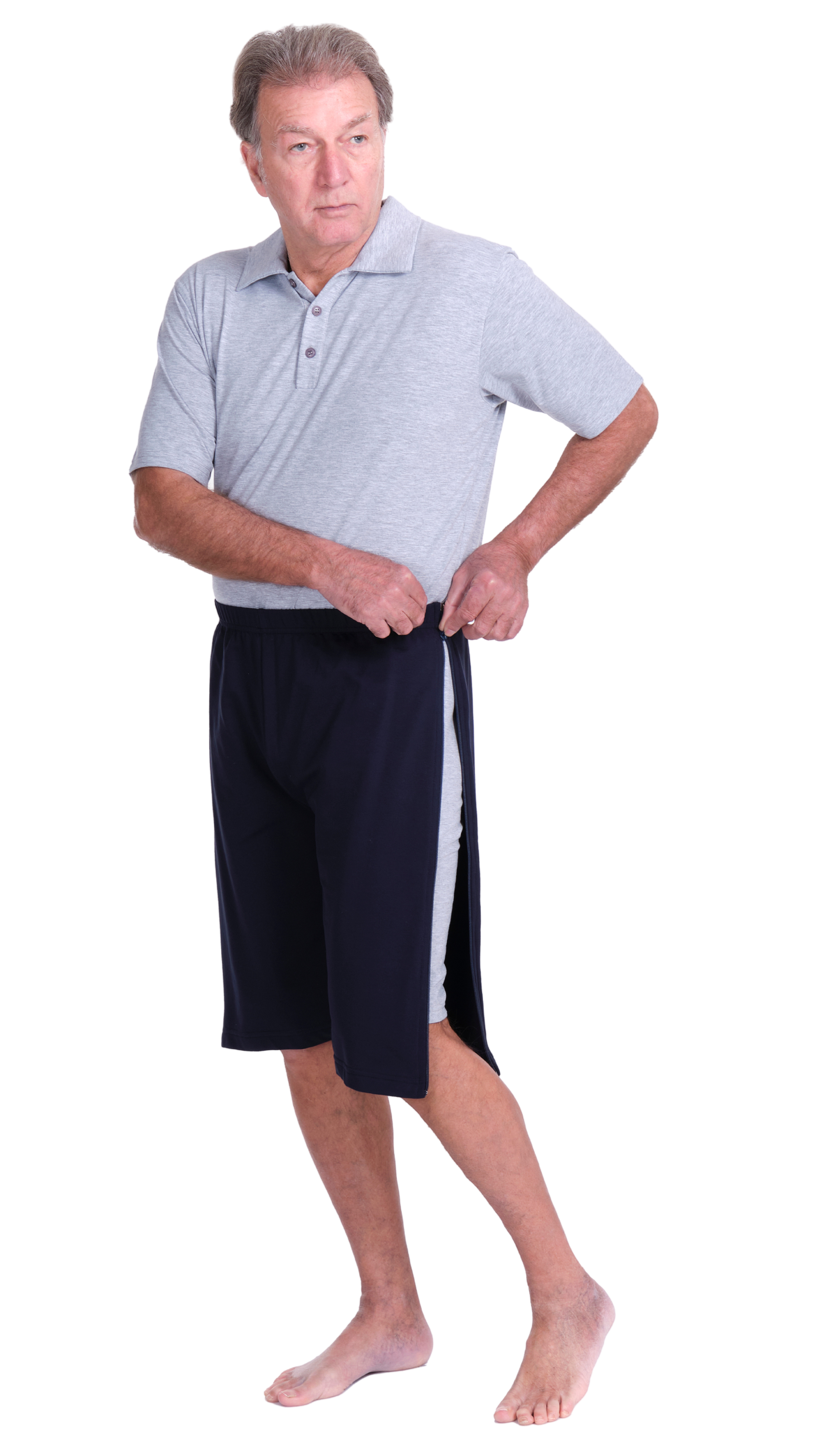 Rehabilitation Shorts – Model 9018-B – Full Side Zipper Opening – Adaptive Pants for Therapy & Recovery