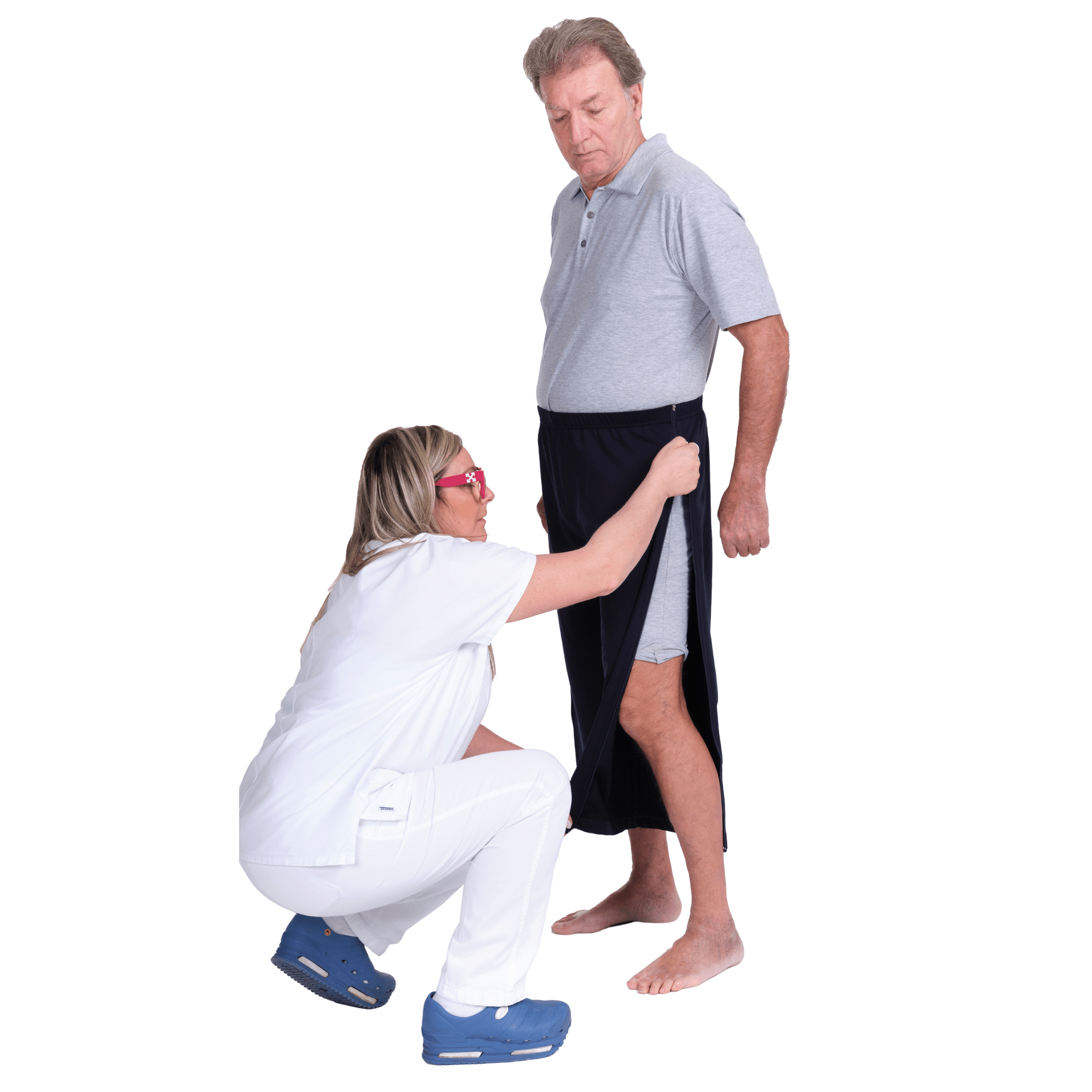 Rehabilitation 3/4 Pants – Model 9018 – Full Side Zipper Opening – Adaptive Trousers for Therapy & Recovery