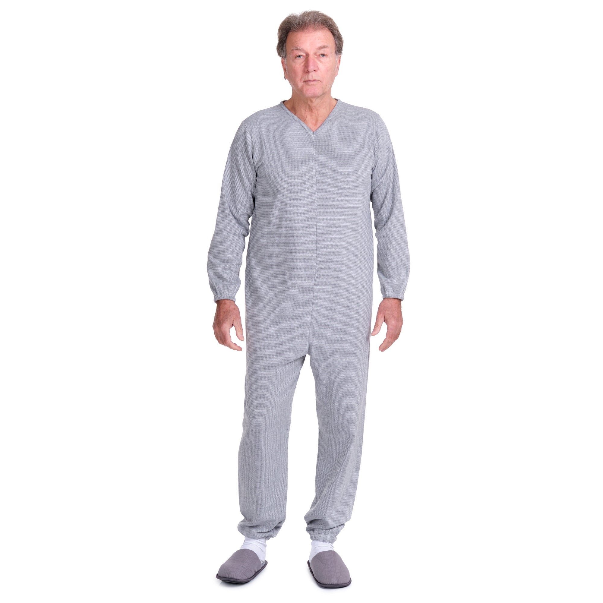 Long-sleeved Winter Pyjamas with Back Closure Anti Strip Adaptive Clothing - 9014/1