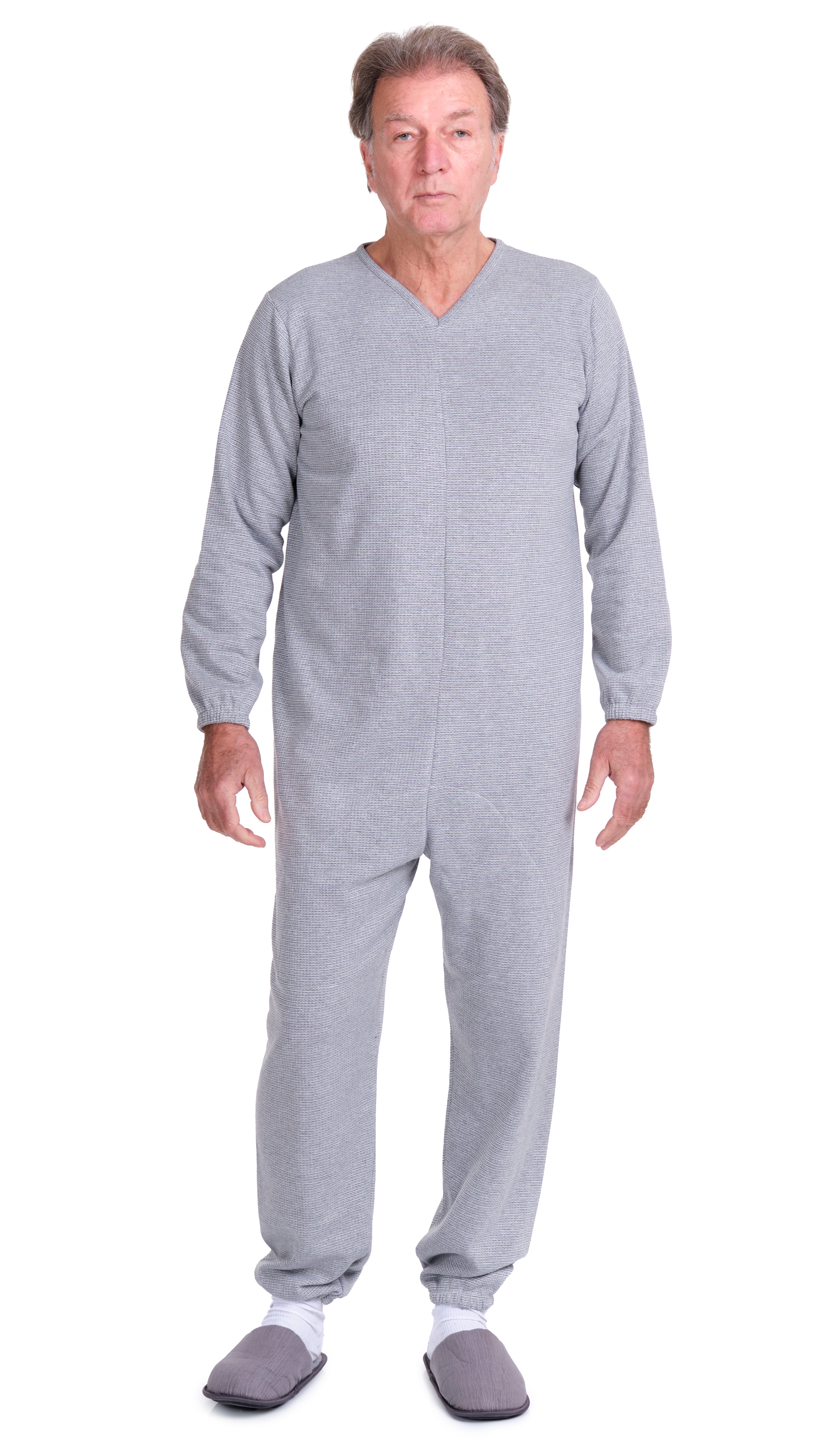 Long-sleeved Winter Pyjamas with Back Closure Anti Strip Adaptive Clothing - 9014/1