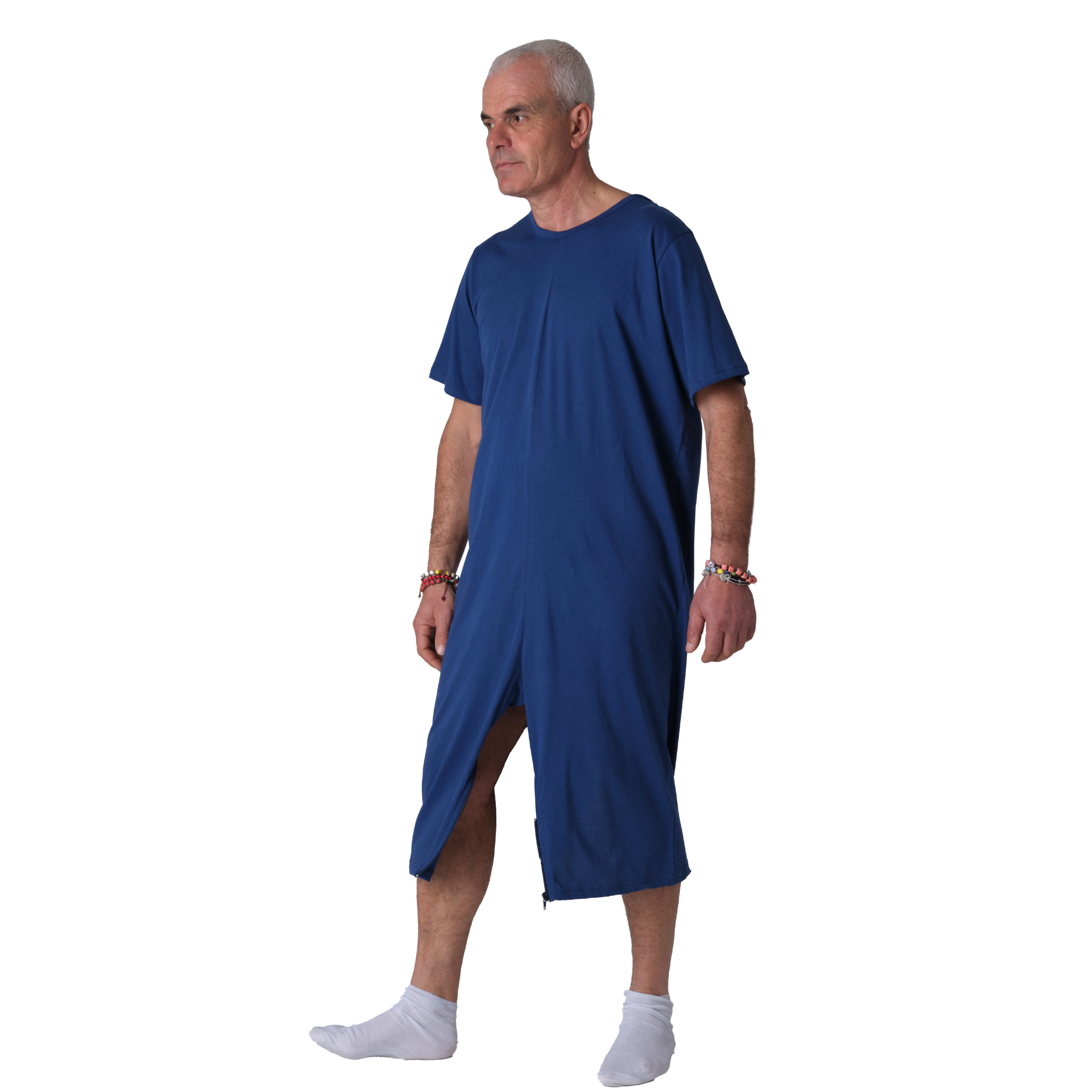 Adaptive Jumpsuit with Back & Leg Zippers — 100% Cotton, Short Sleeve & Short Leg, Unisex Dementia & Elderly Care Pyjama - 9015/6 MC PC