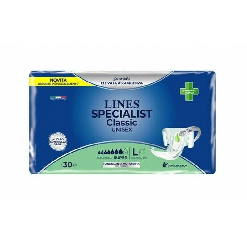 Lines Absorbent Adult Diaper Briefs – Large Size, High Absorbency, Odor Control, Breathable Sides