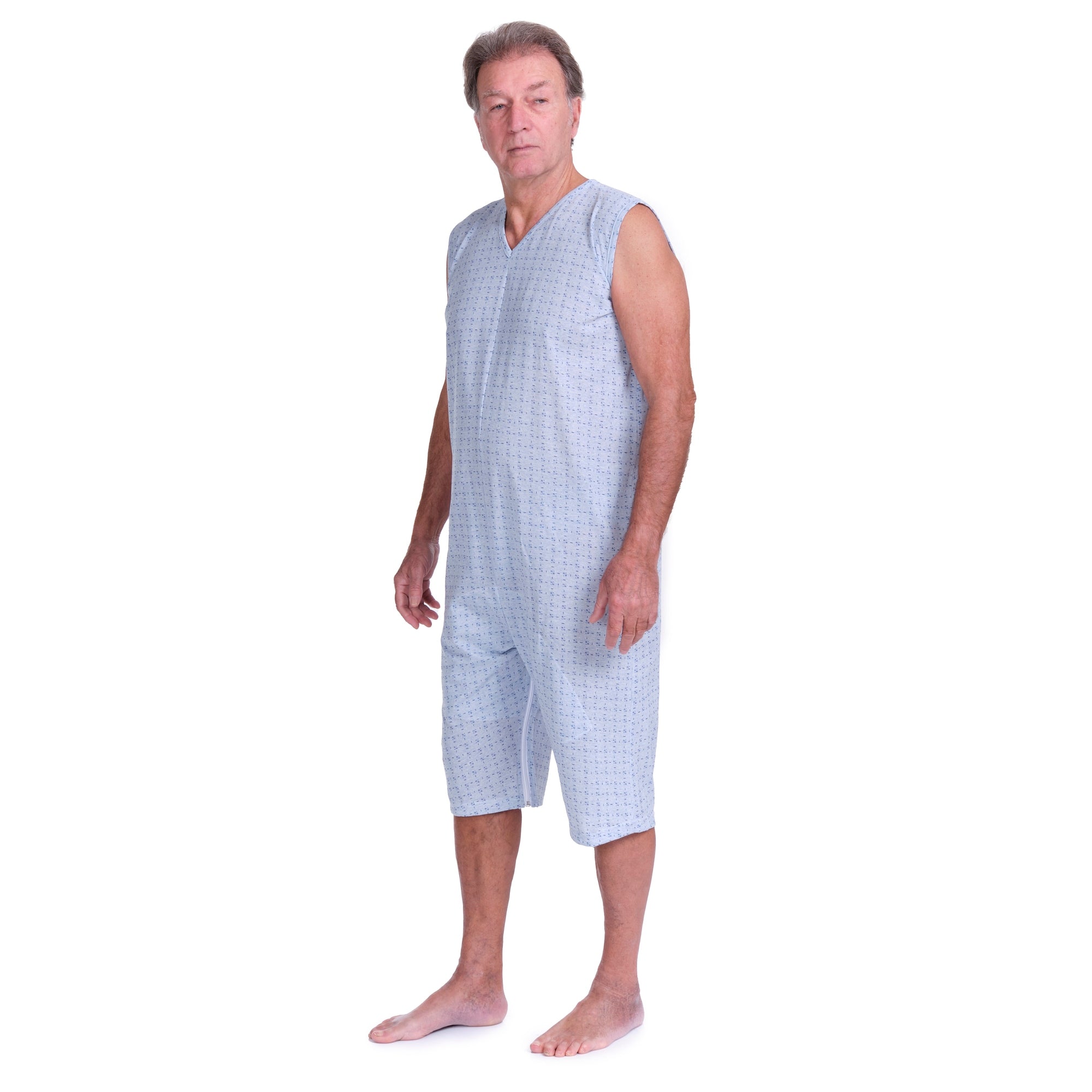 Sleeveless Pyjamas with shorts featuring 2 zips/fasteners, cotton/polyester blend - 9008/8