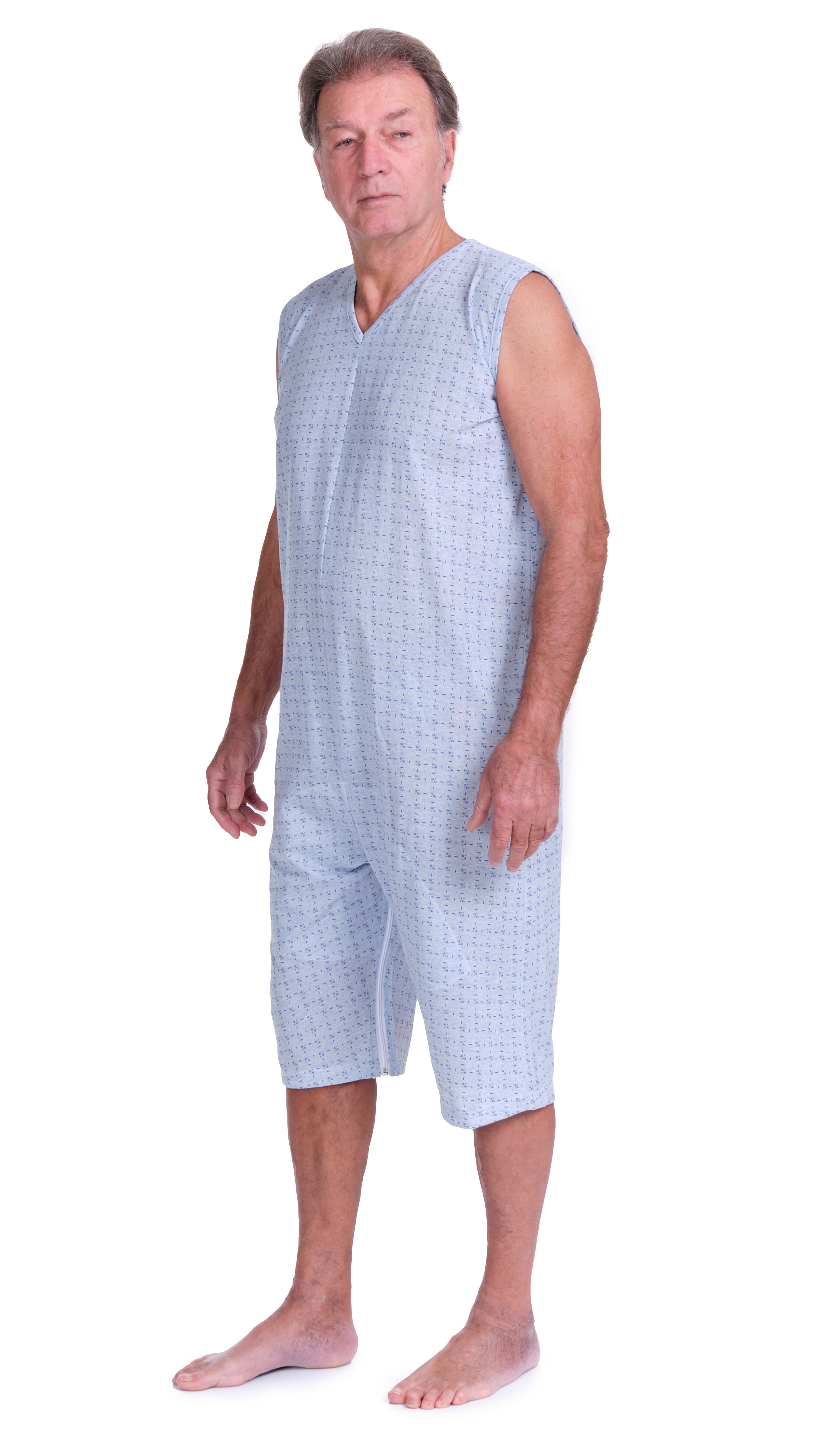 Sleeveless Pyjamas with shorts featuring 2 zips/fasteners, cotton/polyester blend - 9008/8