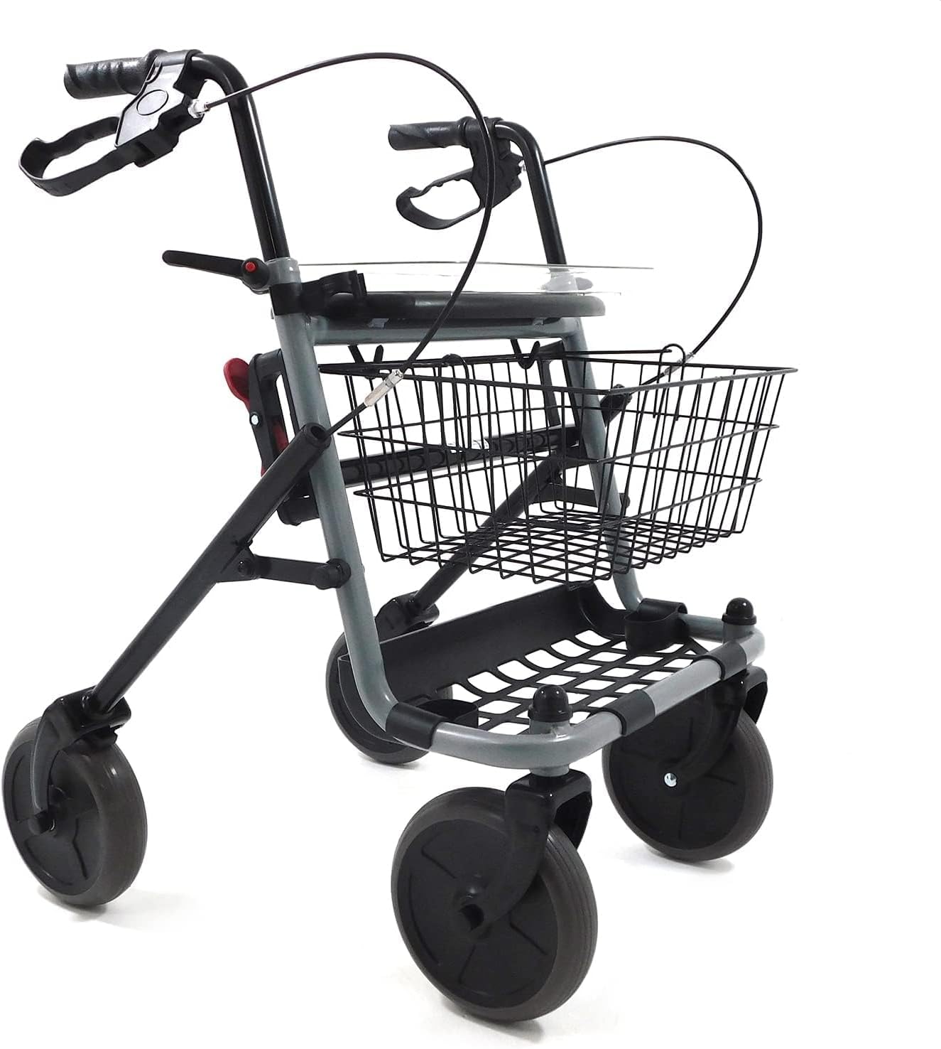 Foldable Rollator Walker with Brakes, Seat, Baskets & Tray — Adjustable Height, 4 Wheels, Indoor & Outdoor Use - SC5031A